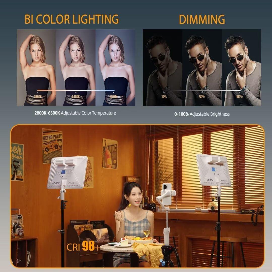 Panel de Luz LED GODOX P260C Pro 45W Bi-Color 2800K-6500K