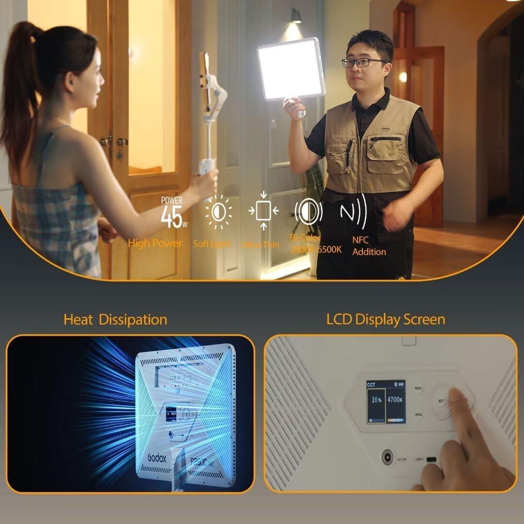 Panel de Luz LED GODOX P260C Pro 45W Bi-Color 2800K-6500K