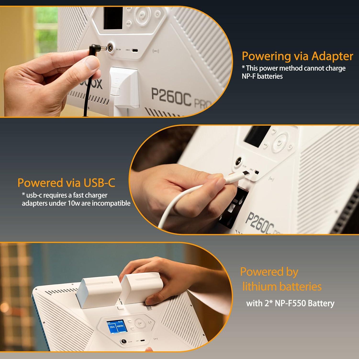 Panel de Luz LED GODOX P260C Pro 45W Bi-Color 2800K-6500K