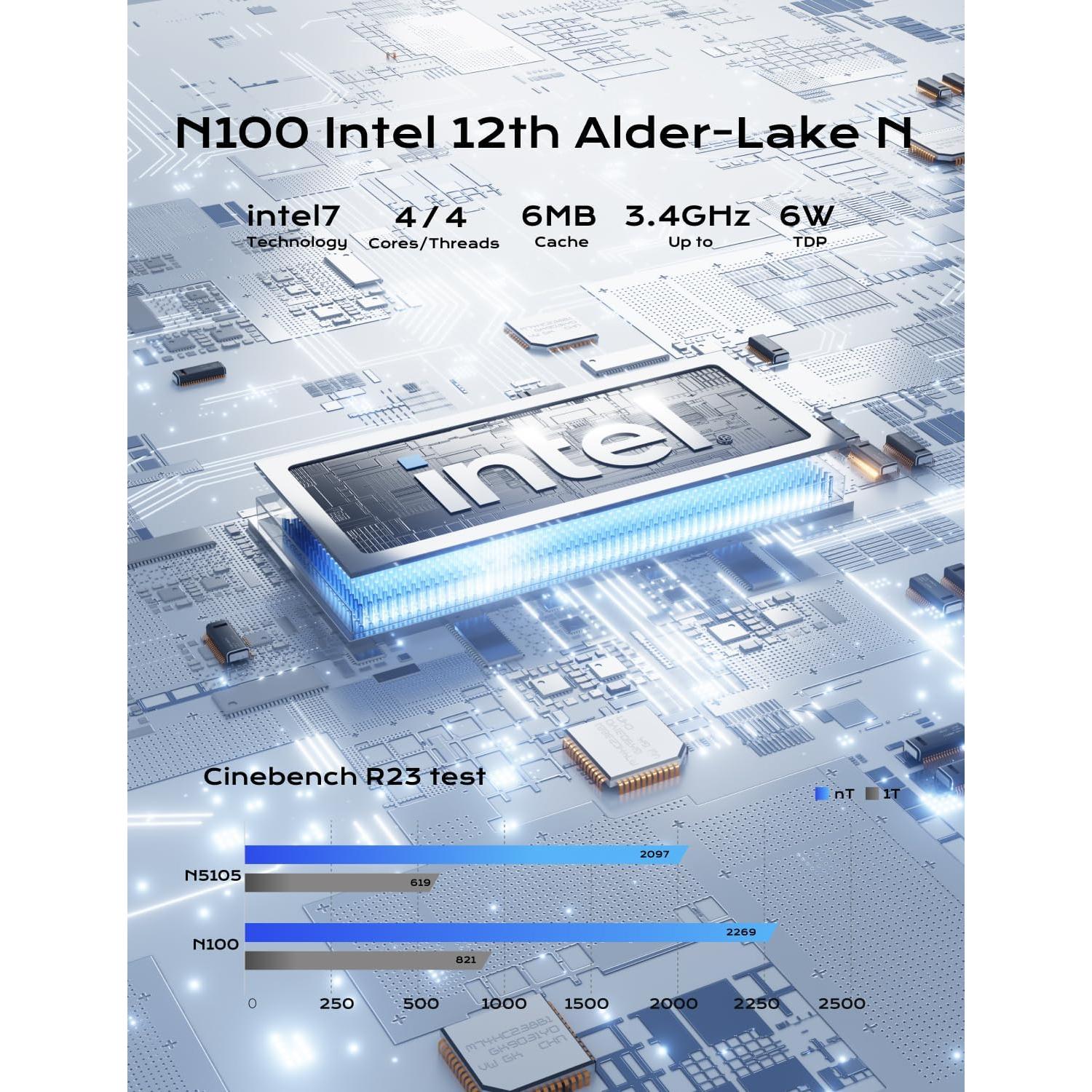 MINISFORUM Mini PC UN100P Alder Lake N100 16GB RAM 512GB SSD