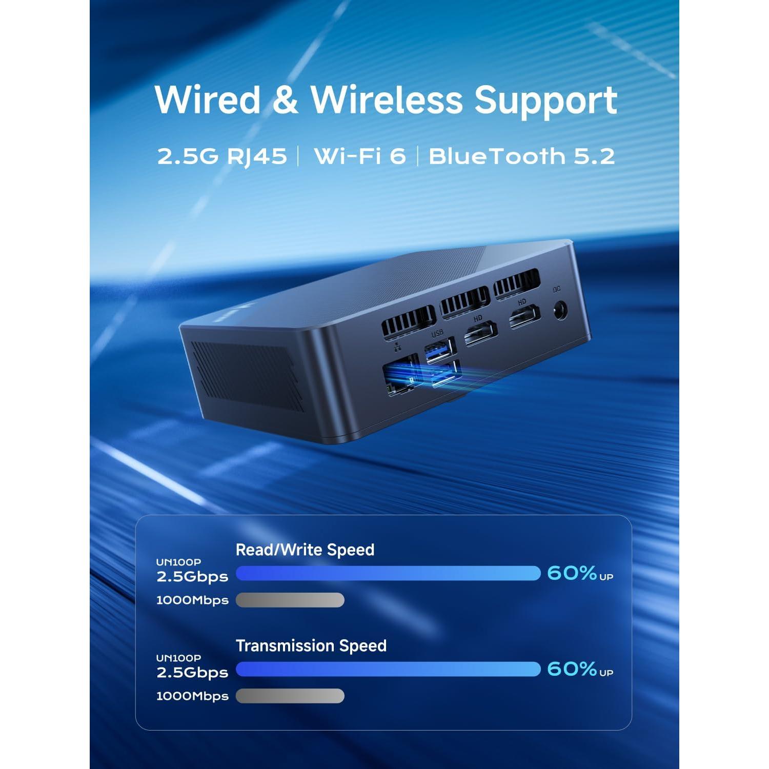 MINISFORUM Mini PC UN100P Alder Lake N100 16GB RAM 512GB SSD