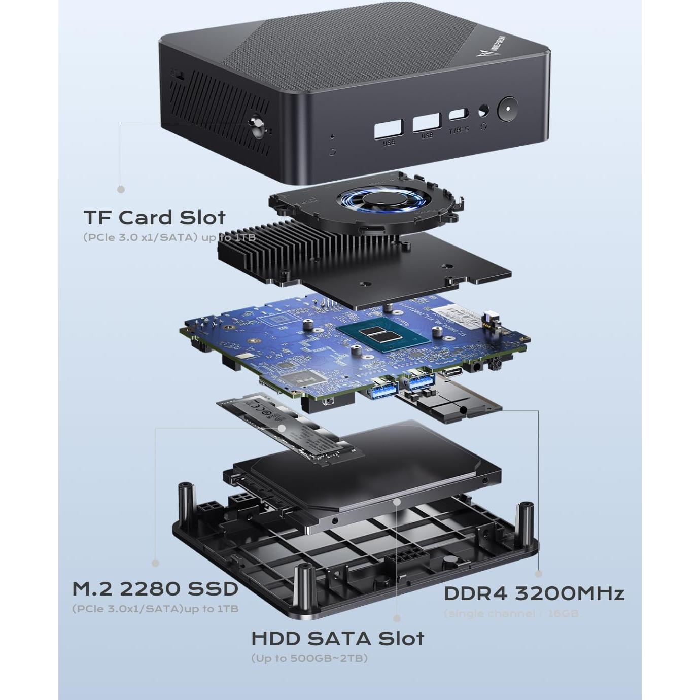 MINISFORUM Mini PC UN100P Alder Lake N100 16GB RAM 512GB SSD