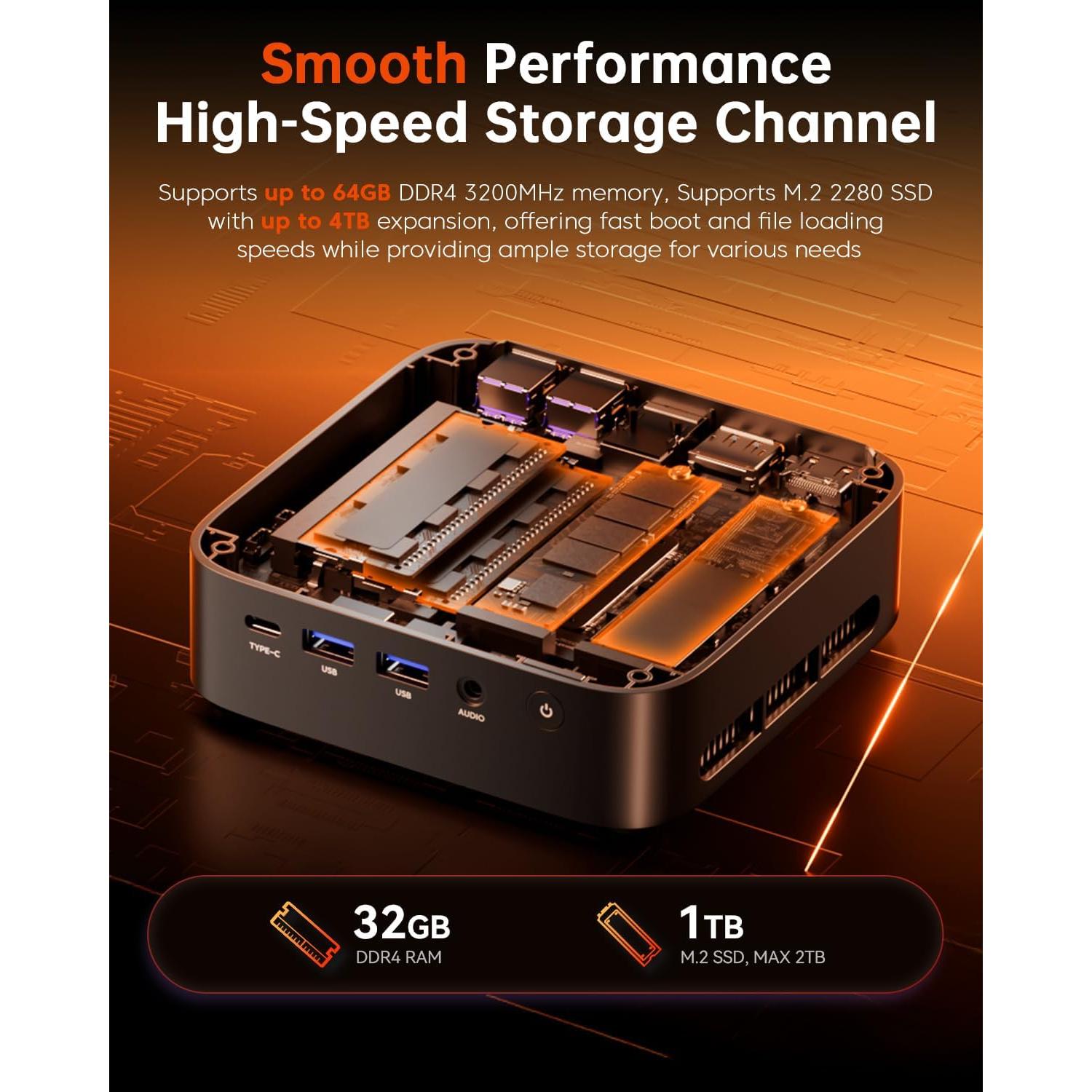 Mini PC ACEMAGICIAN Ryzen 7 5700U 32GB 1TB Triple Pantalla