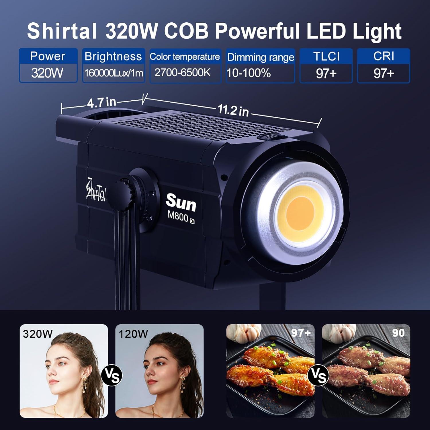 Luz de Video COB 320W Shirtal M800-Bi Bi Color 2700K-6500K