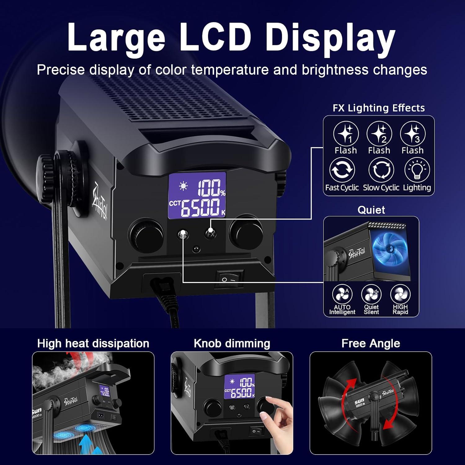 Luz de Video COB 320W Shirtal M800-Bi Bi Color 2700K-6500K