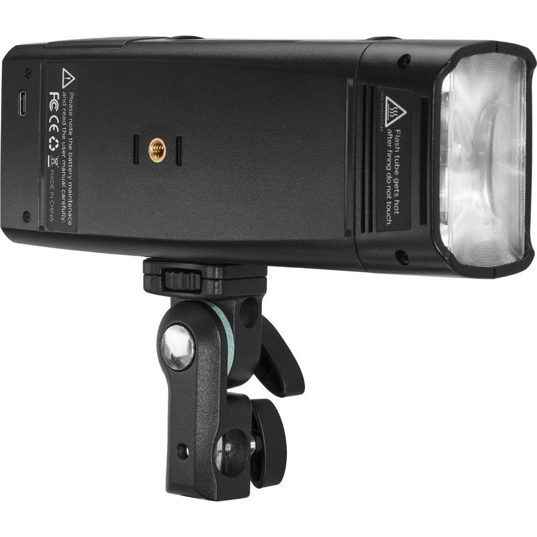 Flashpoint eVOLV 200 Pro TTL Pocket Flash Kit (AD200 Pro) - Glow EZ Lock Collapsible Silver Beauty Dish (34in), Glow Handheld Grip S-Type Bracket Bowens Mount Holder for Speedlite Flash Softbox