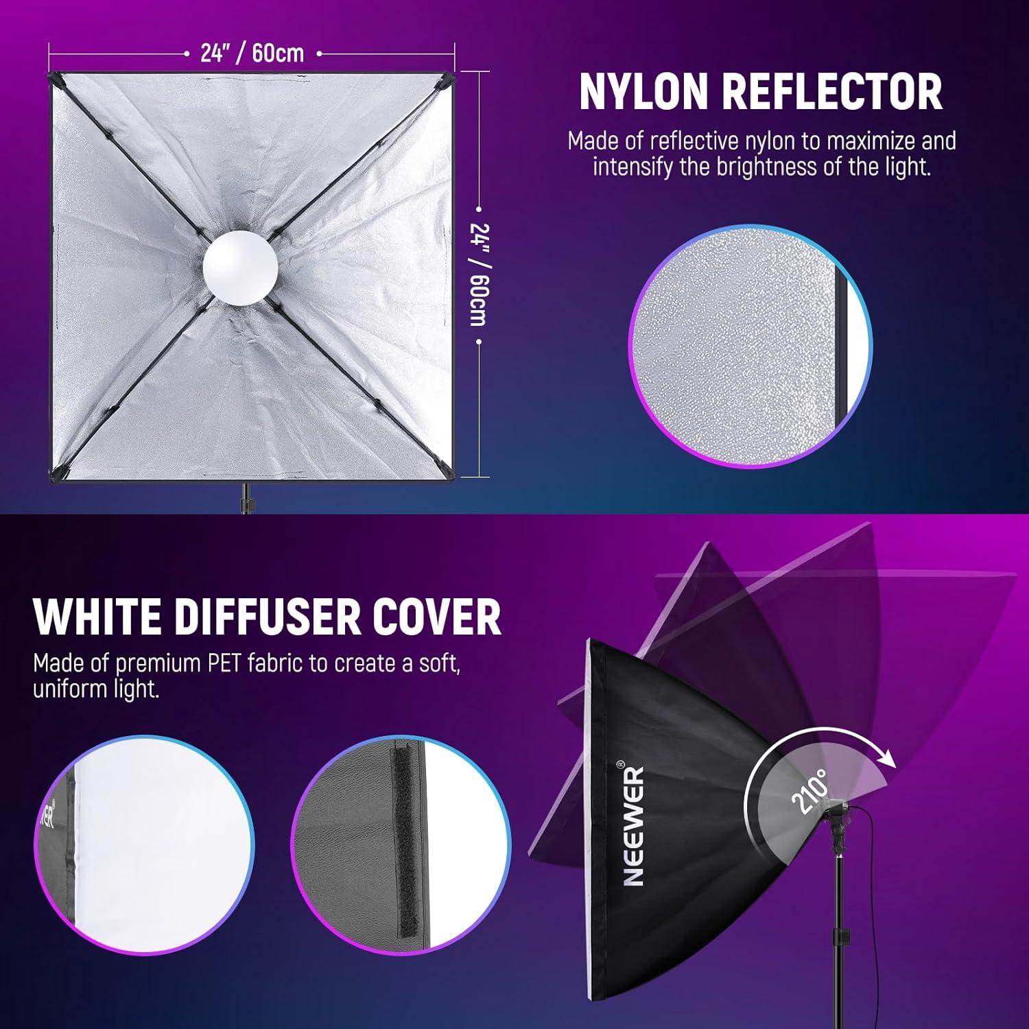 Kit de Iluminación Softbox RGB NEEWER con Bombillas LED 26W