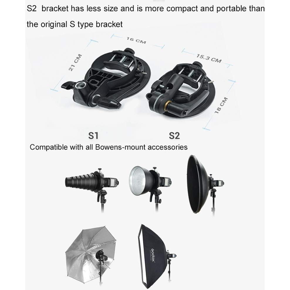 Soporte Godox S2 Speedlite tipo S para Bowens - Compatible con V1 AD200Pro AD400Pro