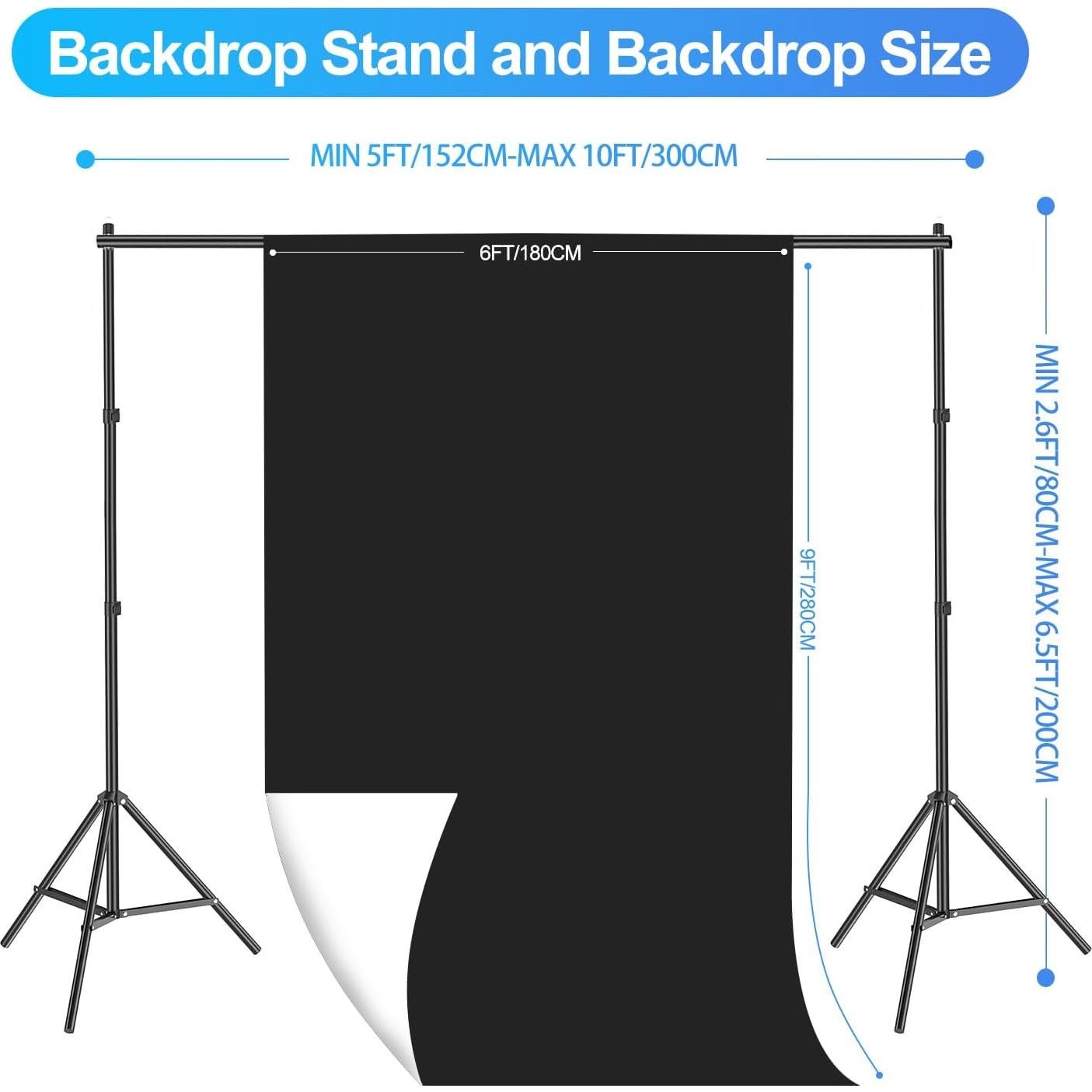 Kit de Fotografía EMART 2-en-1 6.5x10ft con Iluminación 105W