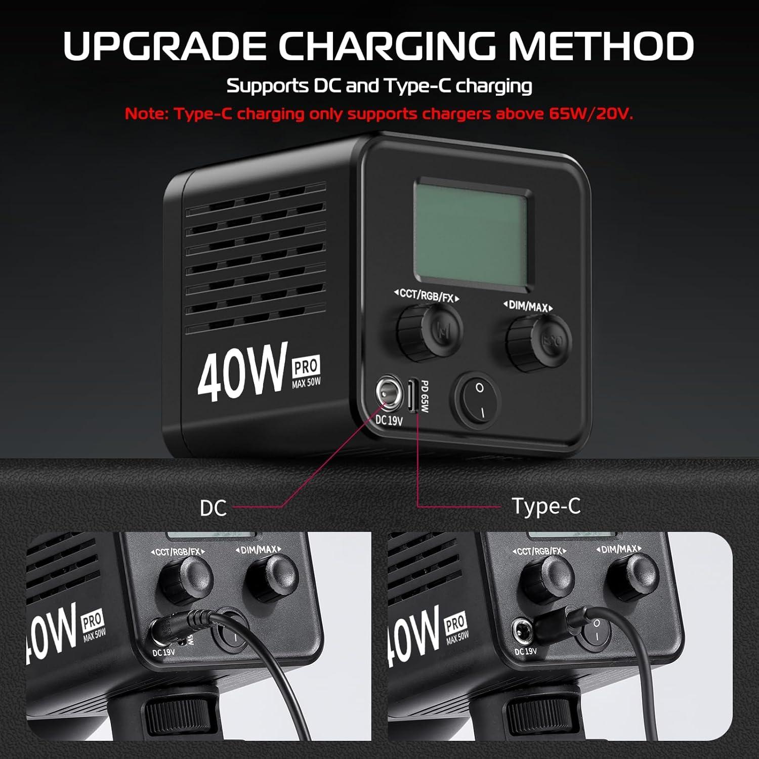 Luz LED Portátil ULANZI 40W Pro con Batería 3400mAh y Temperatura de Color Ajustable