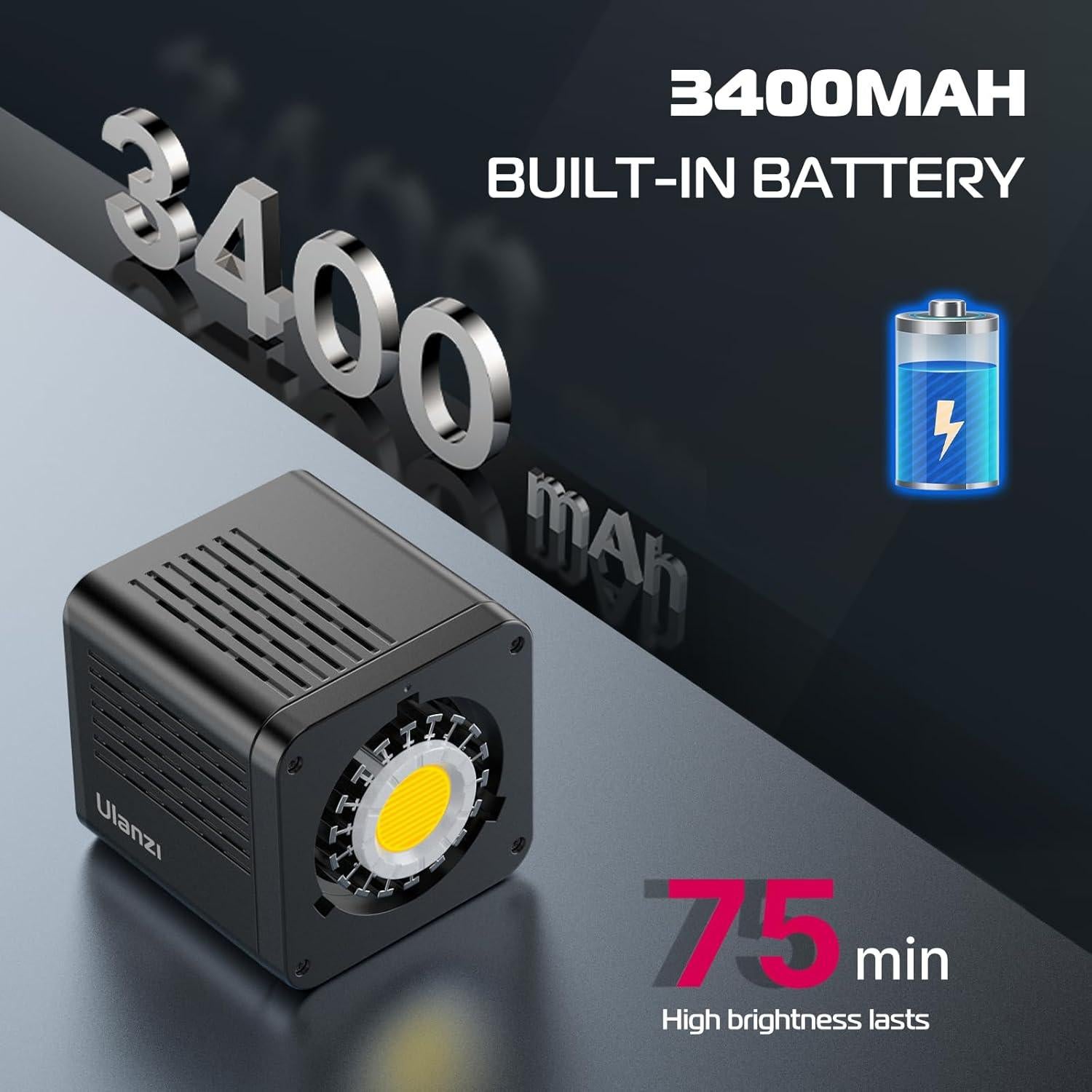 Luz LED Portátil ULANZI 40W Pro con Batería 3400mAh y Temperatura de Color Ajustable