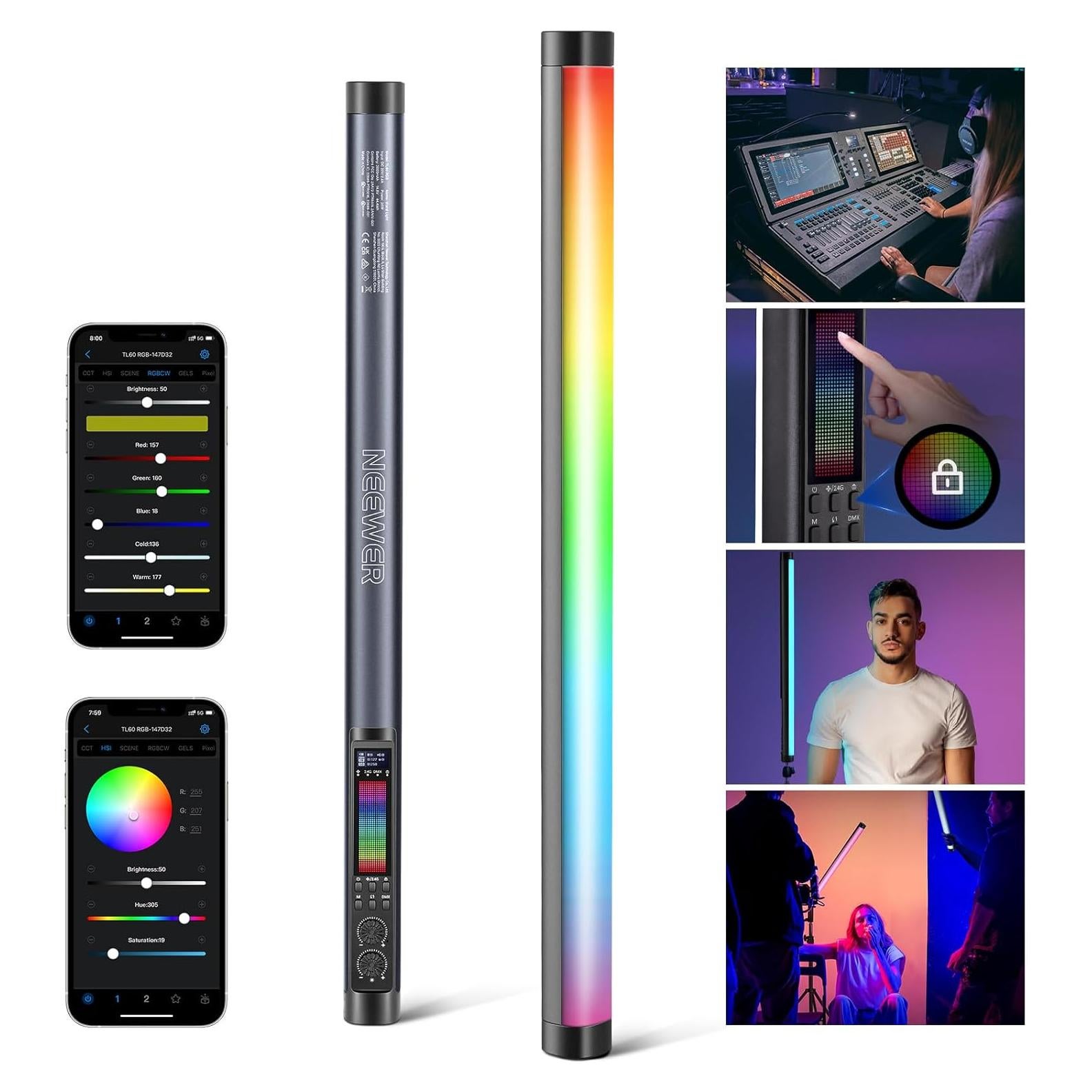 Tubo de Luz LED RGB NEEWER TL60 20W Batería 3000mAh