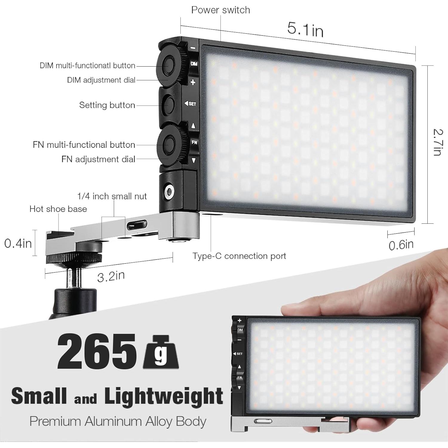 Luz de Video RGB PIXEL G1s LED 12W Recargable 2500-8500K