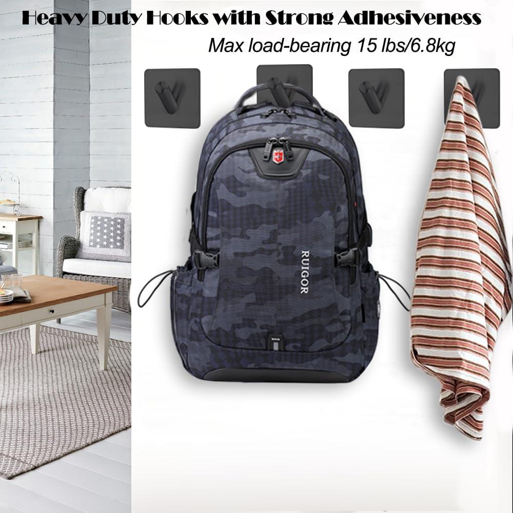 Ganchos Adhesivos Fotosnow 4 Piezas Acero Inoxidable Negro