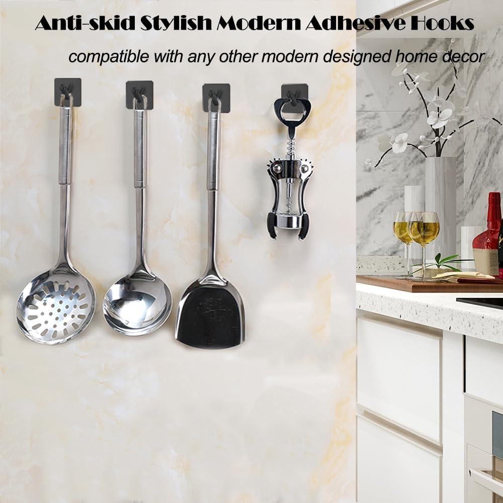 Ganchos Adhesivos Fotosnow 4 Piezas Acero Inoxidable Negro