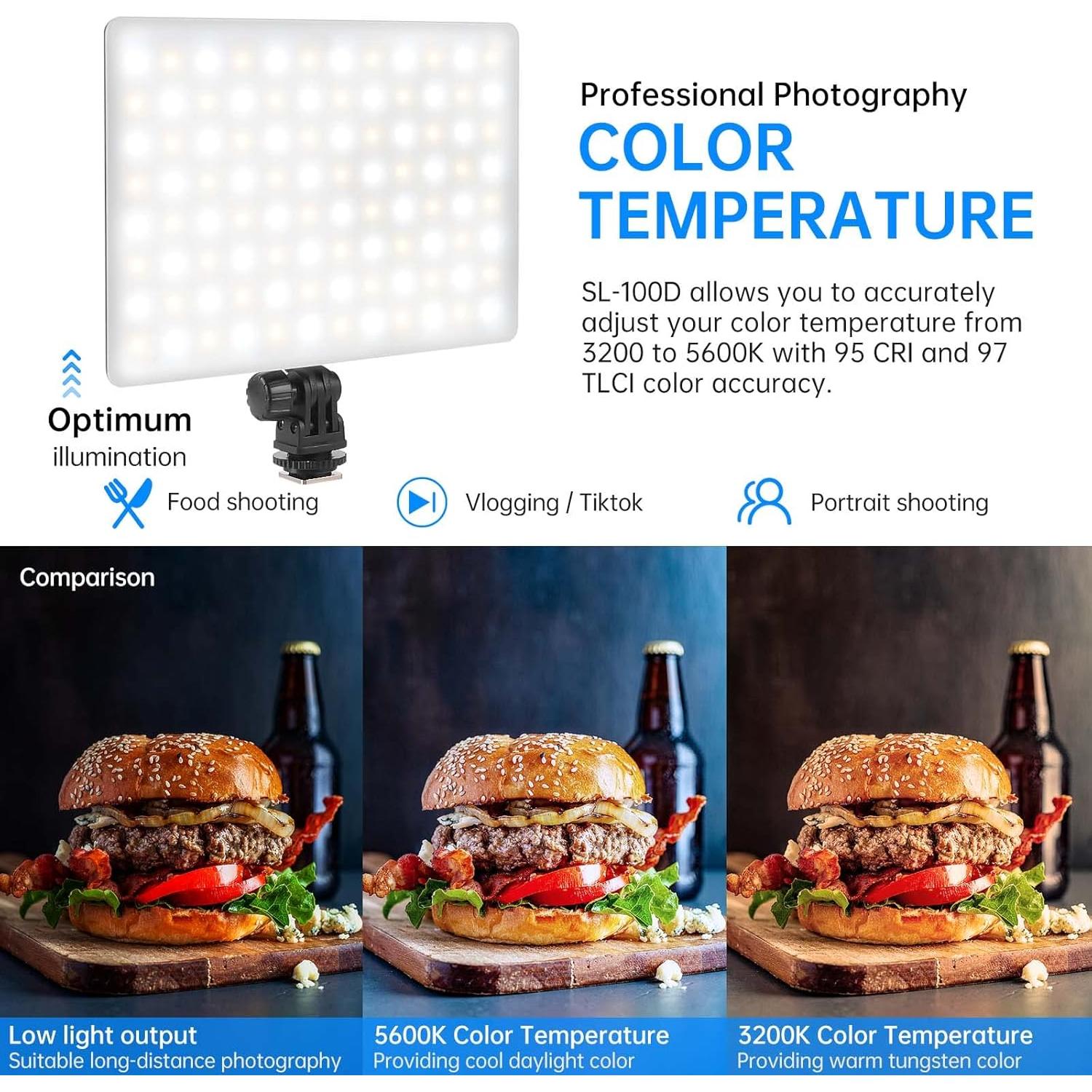 Luz de Video LED Mettlelite SL100D Bi-Color 3200K-5600K