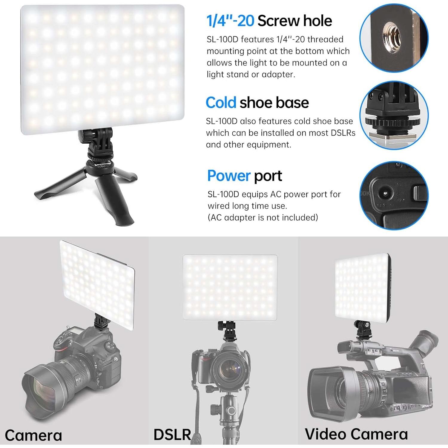 Luz de Video LED Mettlelite SL100D Bi-Color 3200K-5600K