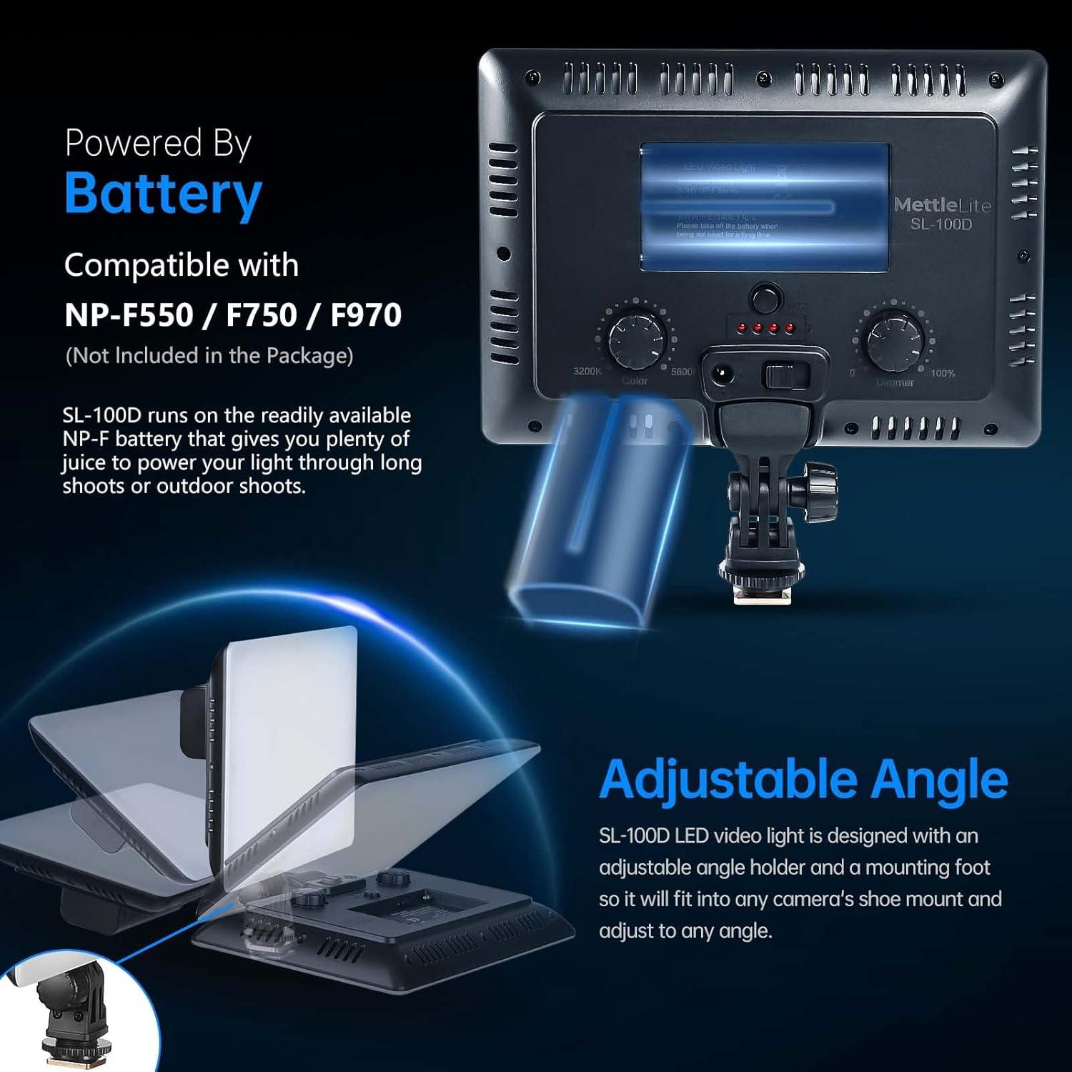 Luz de Video LED Mettlelite SL100D Bi-Color 3200K-5600K