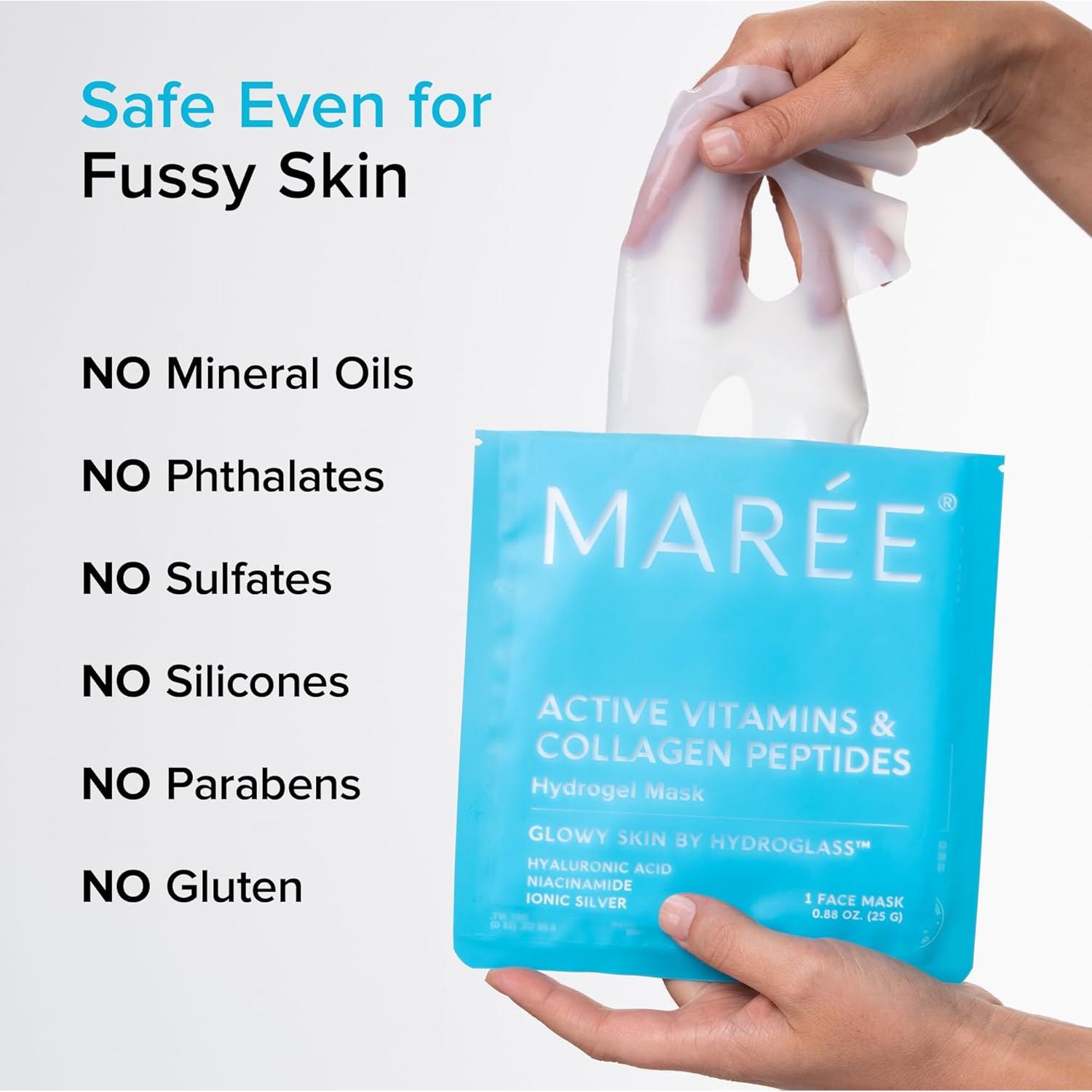 Mascarilla Facial de Colágeno MAREE Hidratante 4 Unidades