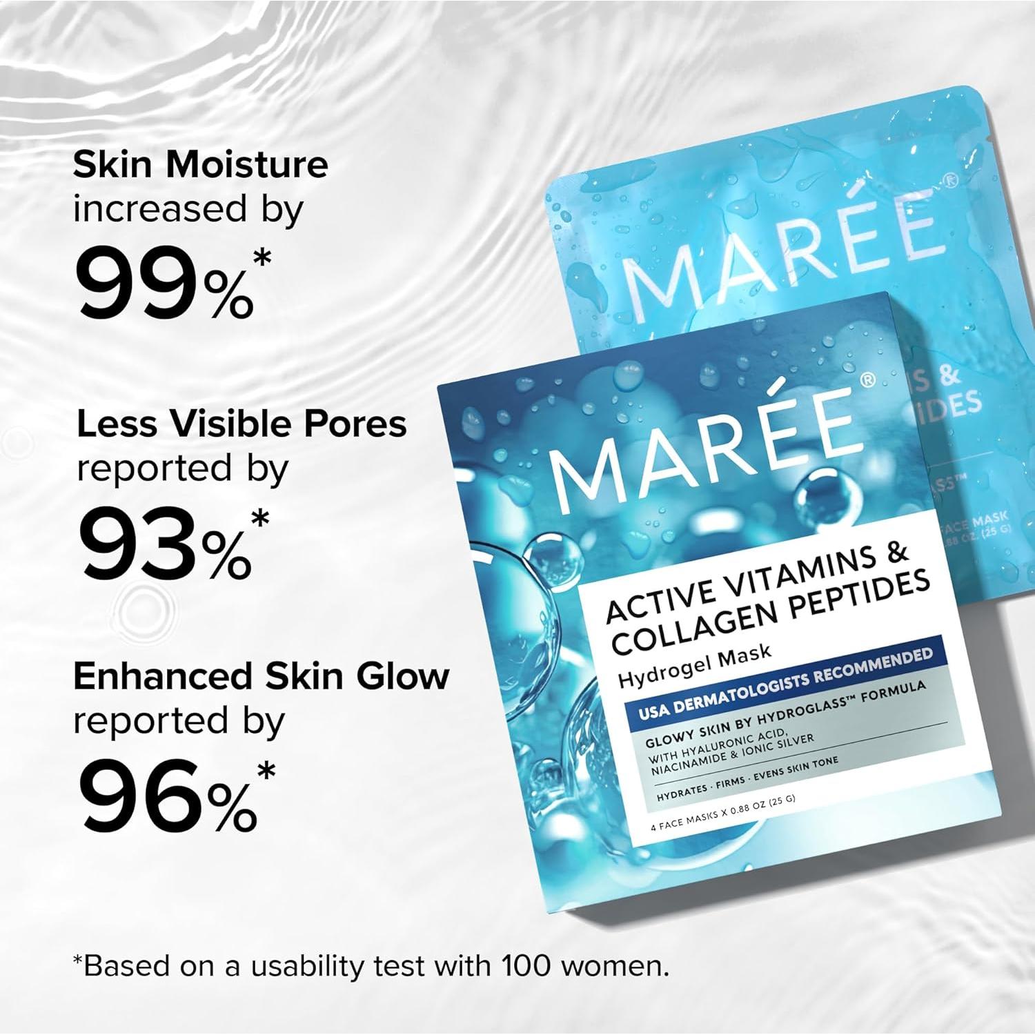 Mascarilla Facial de Colágeno MAREE Hidratante 4 Unidades