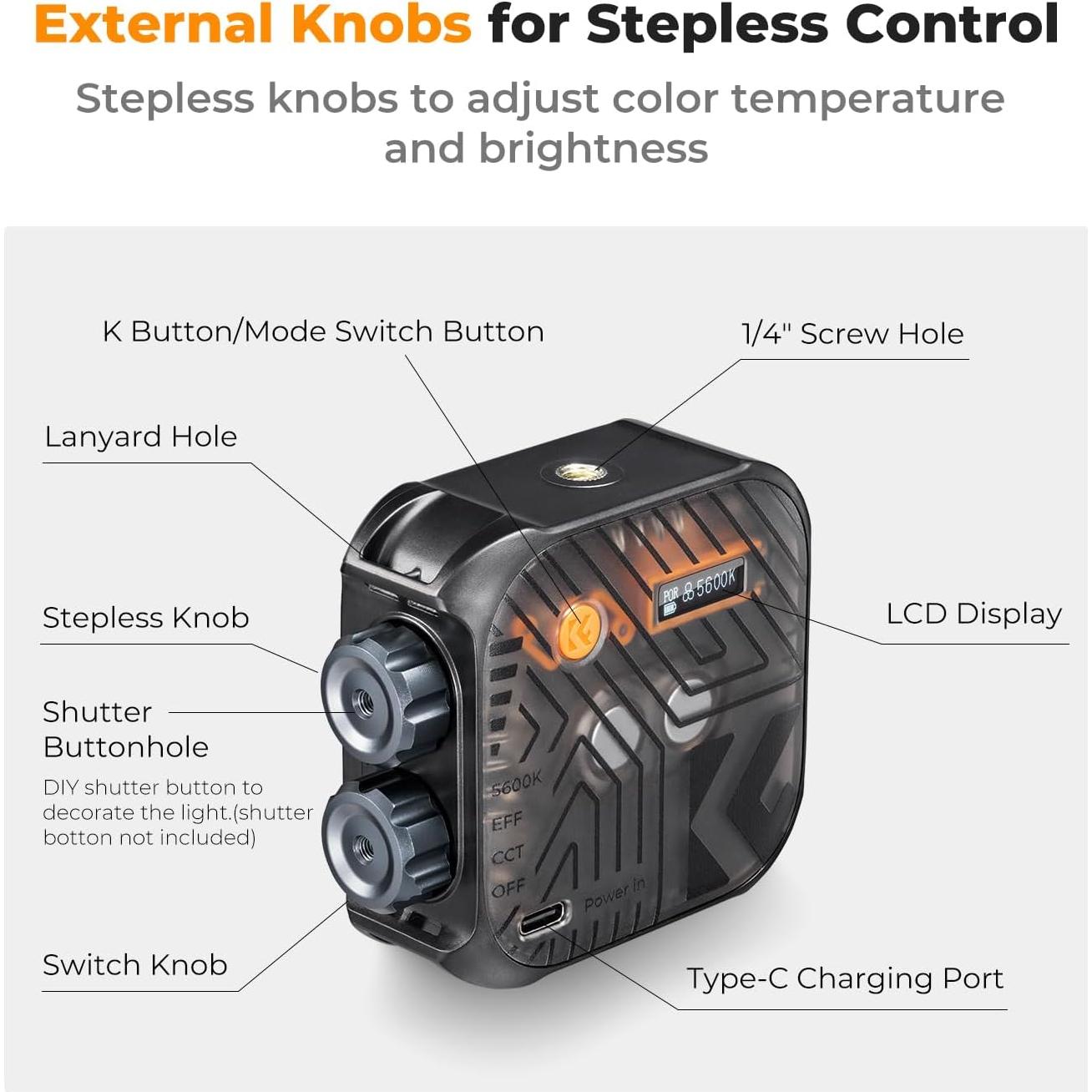 K&F Concept Luz de Video LED Bi-Color Portátil 2000mAh