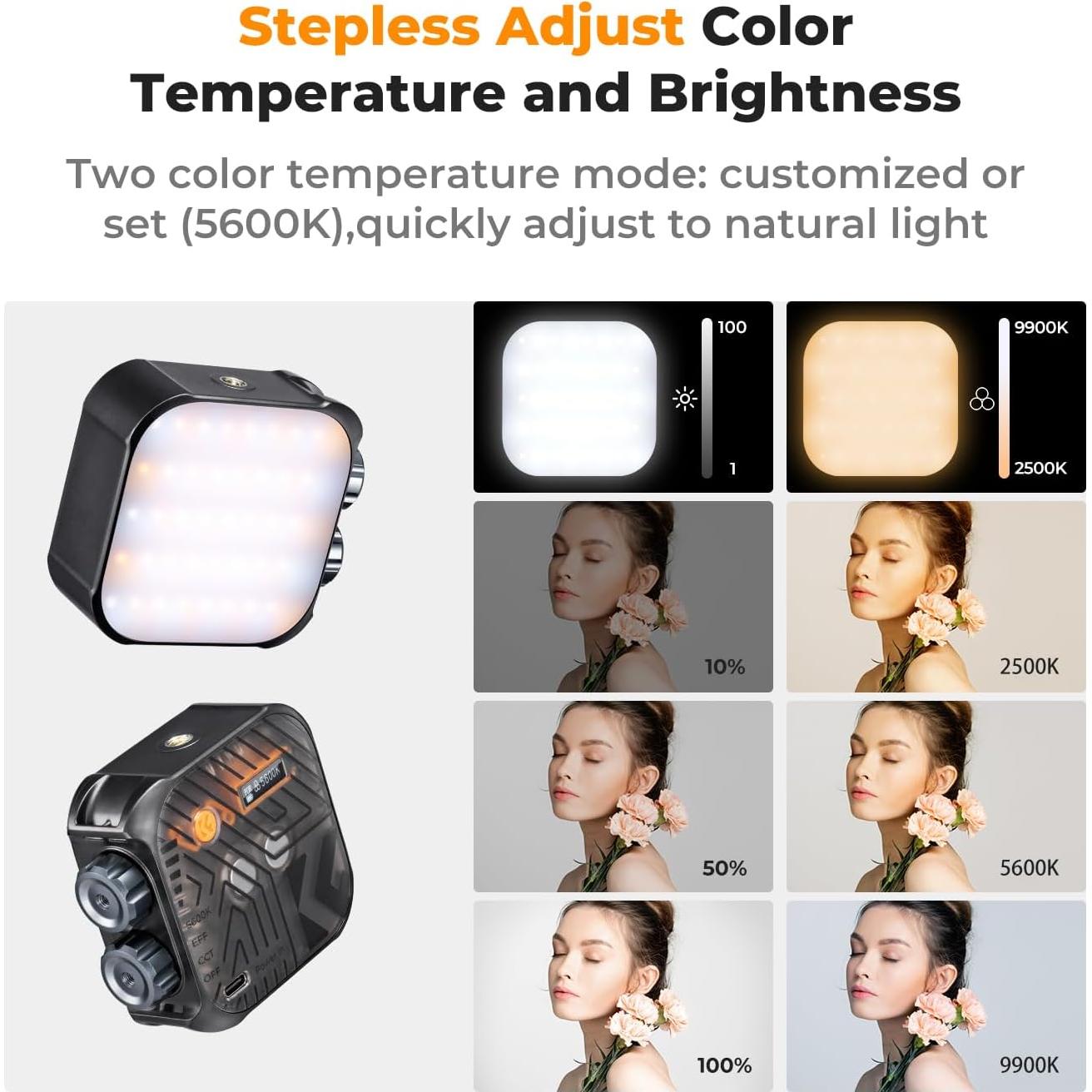 K&F Concept Luz de Video LED Bi-Color Portátil 2000mAh