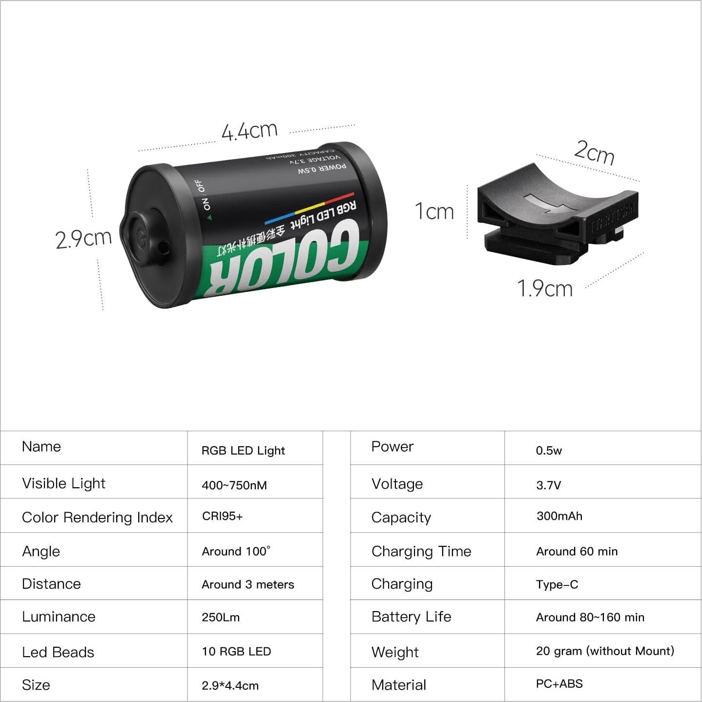 Mini Luz LED RGB TTArtisan 400-750nm Recargable para Fotografía