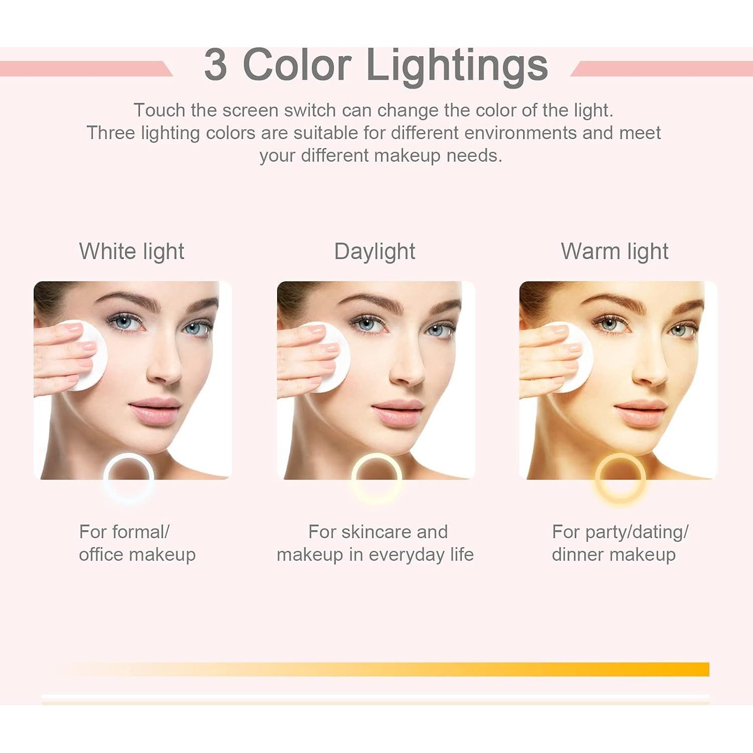 Espejo de Viaje Plegable deweisn con Luz LED Rosa 25.5x19cm