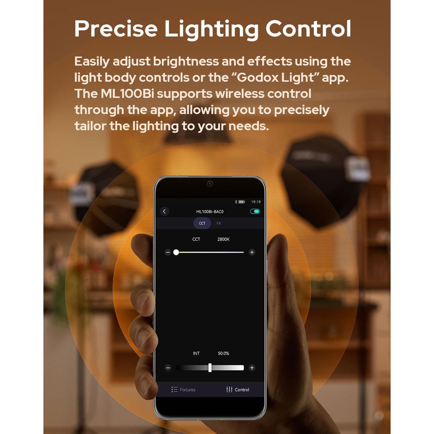 Godox ML100Bi 120W Luz LED Bi-Color 2800K-6500K para Estudio