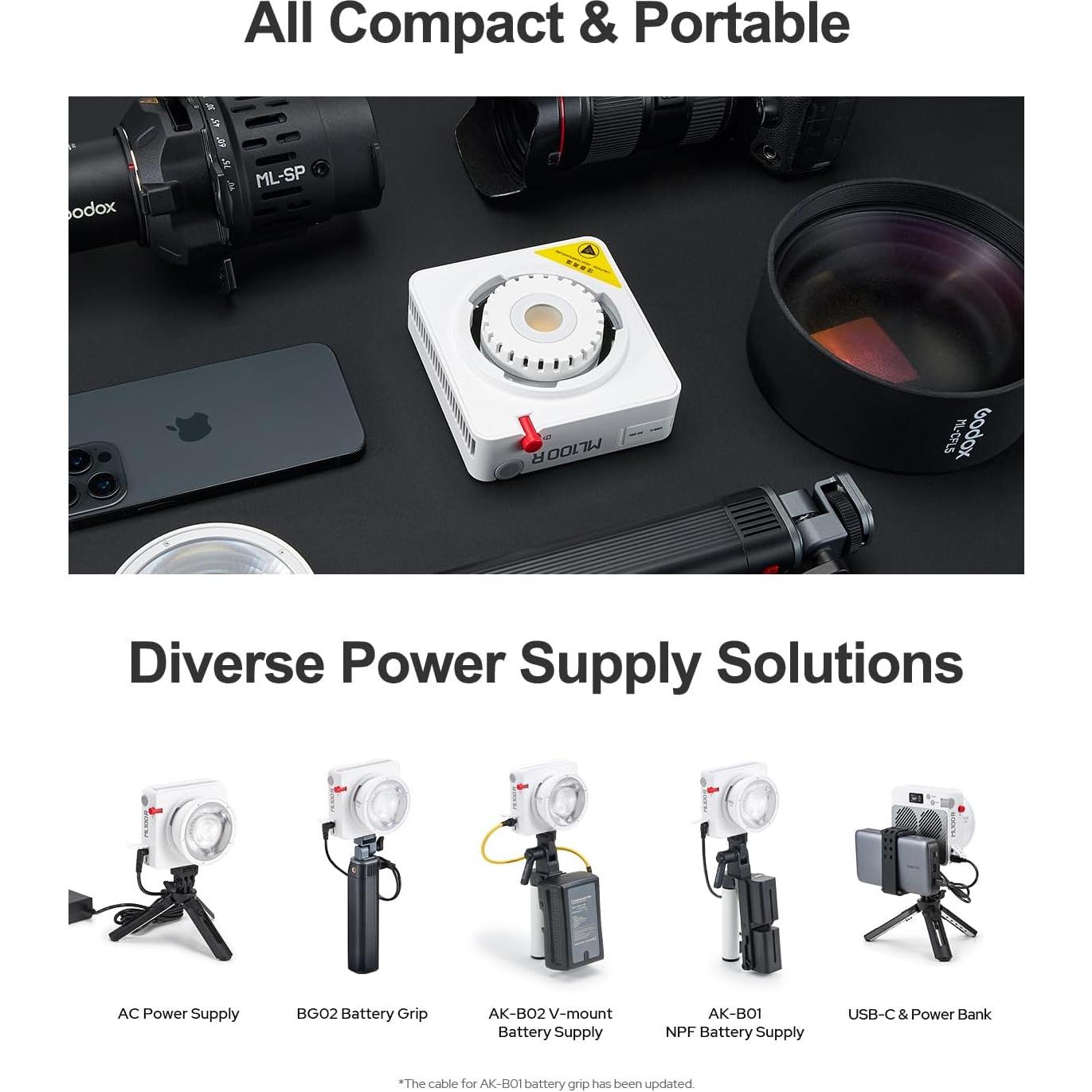 Godox ML100Bi 120W Luz LED Bi-Color 2800K-6500K para Estudio