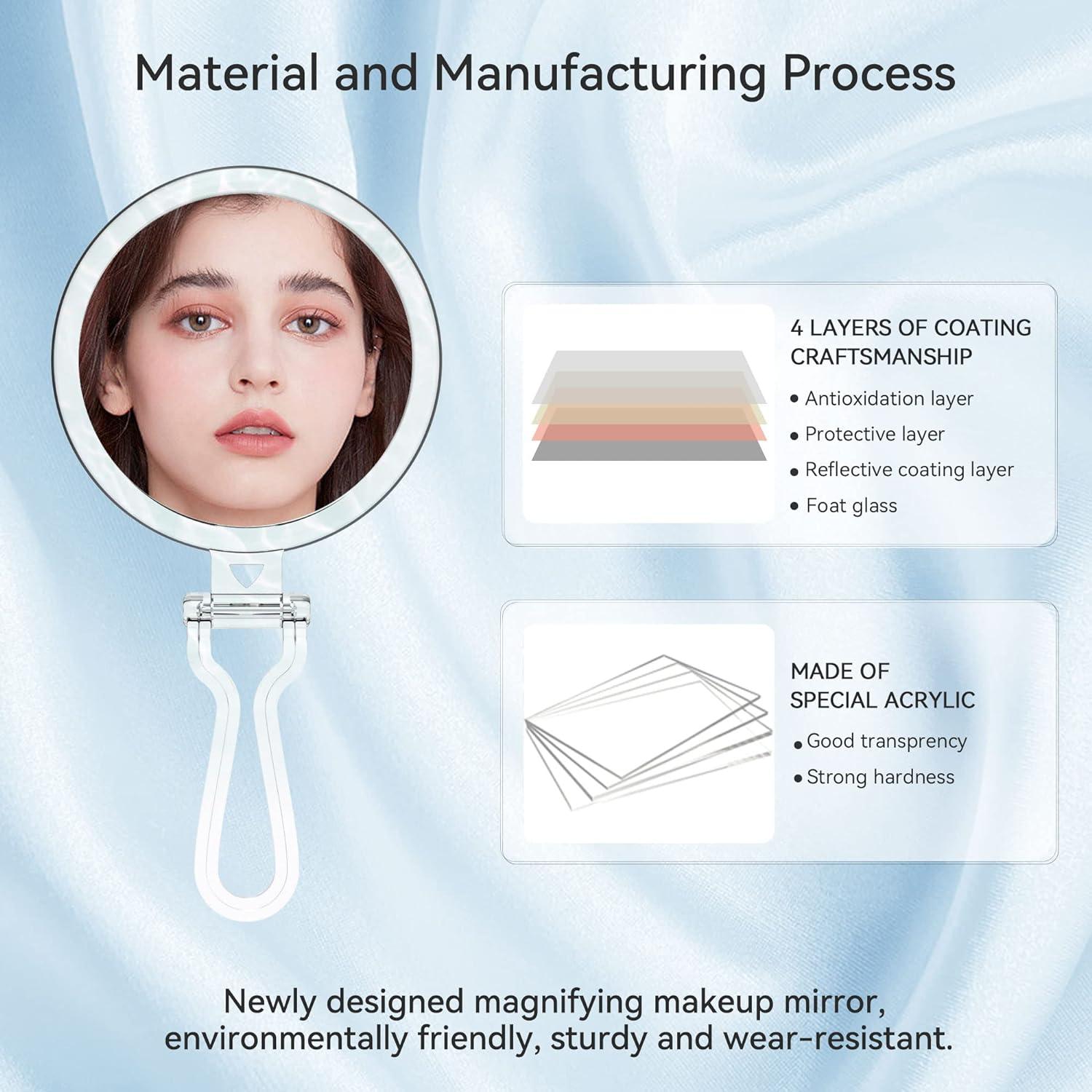 B Beauty Planet 30X Magnifying Mirror for Travel with Handle, Double-Sided 1X/30X Magnification Hand Mirror for Makeup,Travel Mirror for Desk 5 Inches