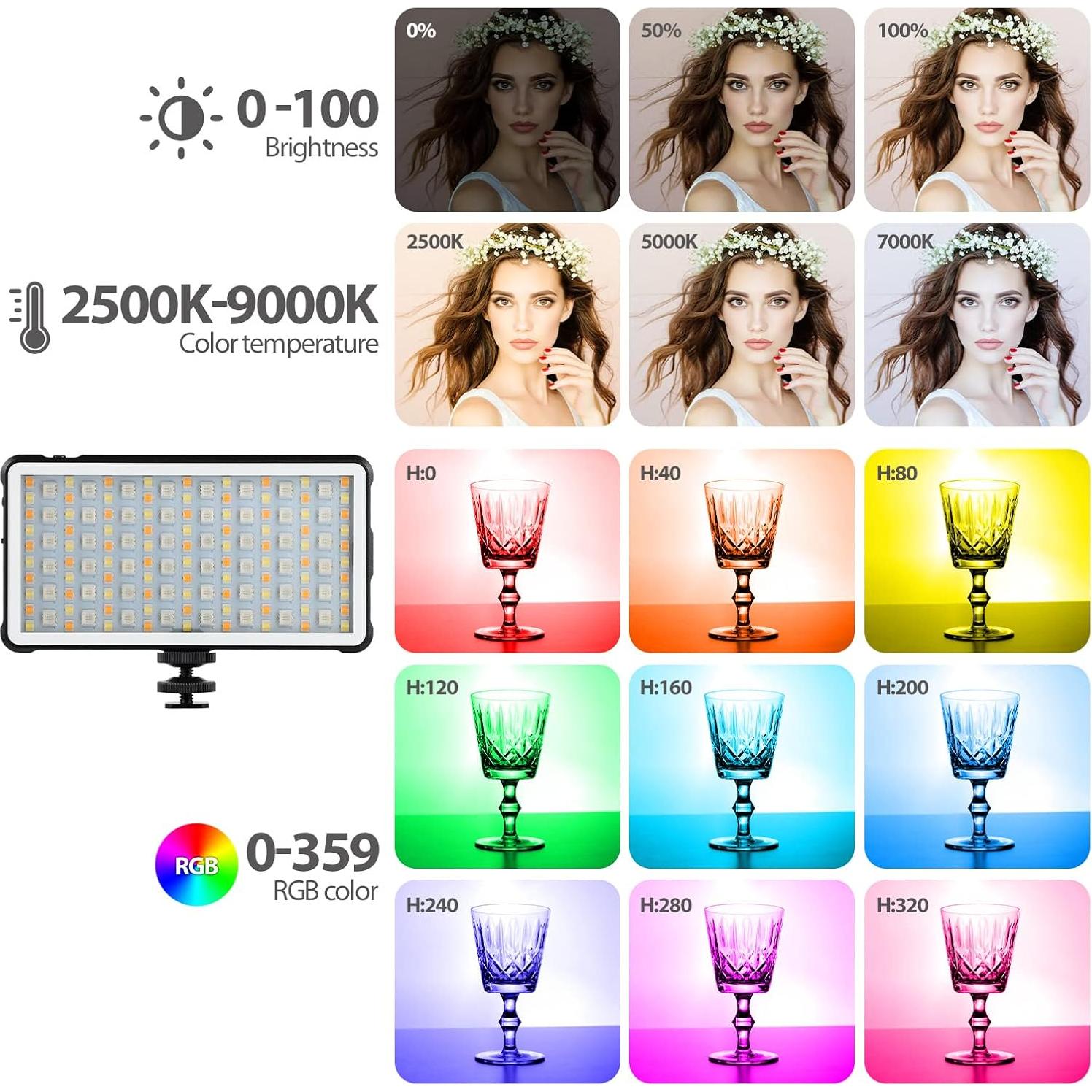 Luz de Video RGB ENEGON 4000mAh LED para Cámara 2500-9000K