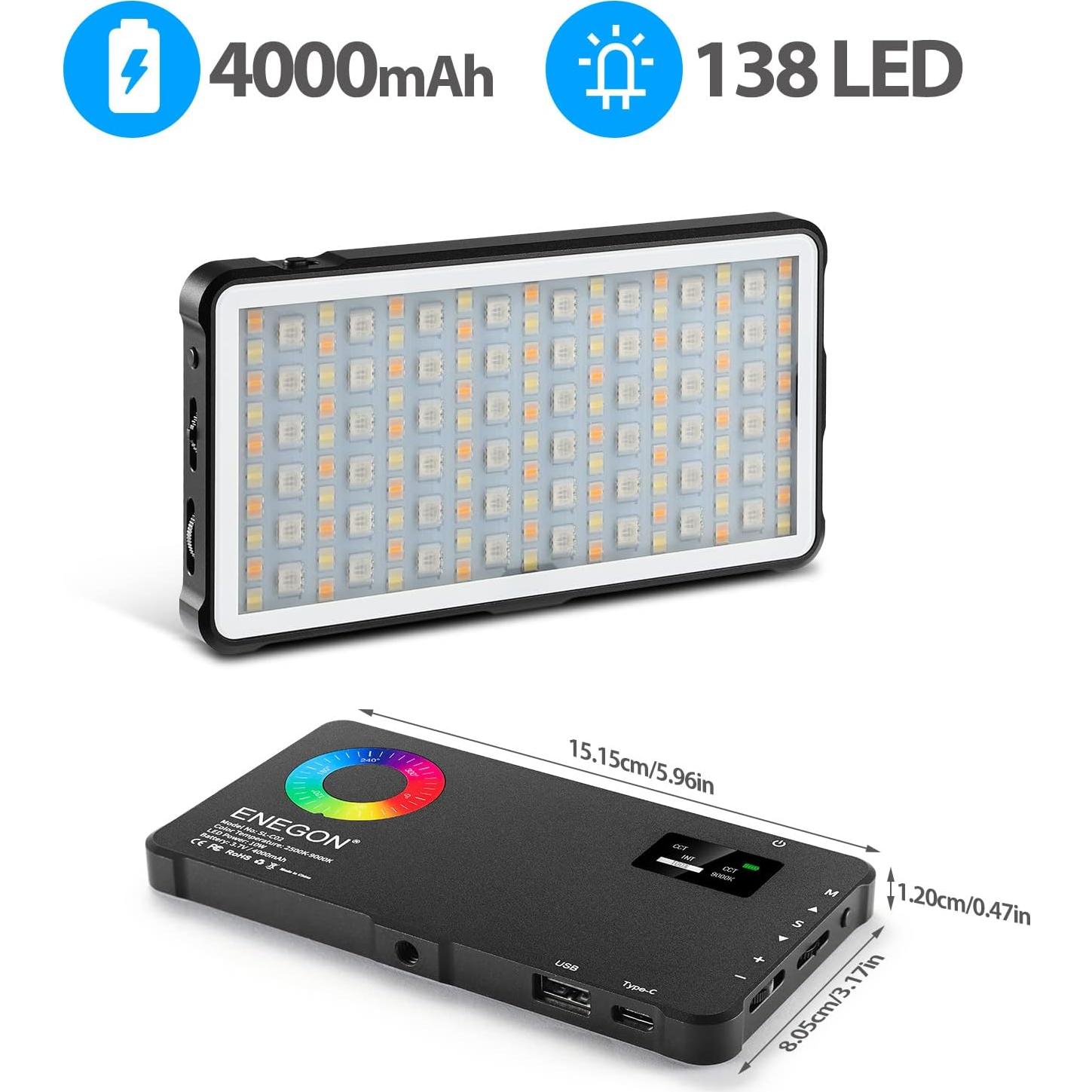 Luz de Video RGB ENEGON 4000mAh LED para Cámara 2500-9000K