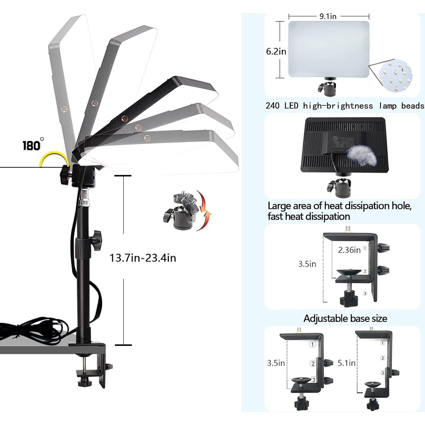 LED Desk Bi-Color Key Light with C-clamp, 2700K-5700K Dimmable with Wireless Remote for Studio Photography Lighting/Zoom Conference/Video Recording/YouTube Tiktok Live/Game Streaming