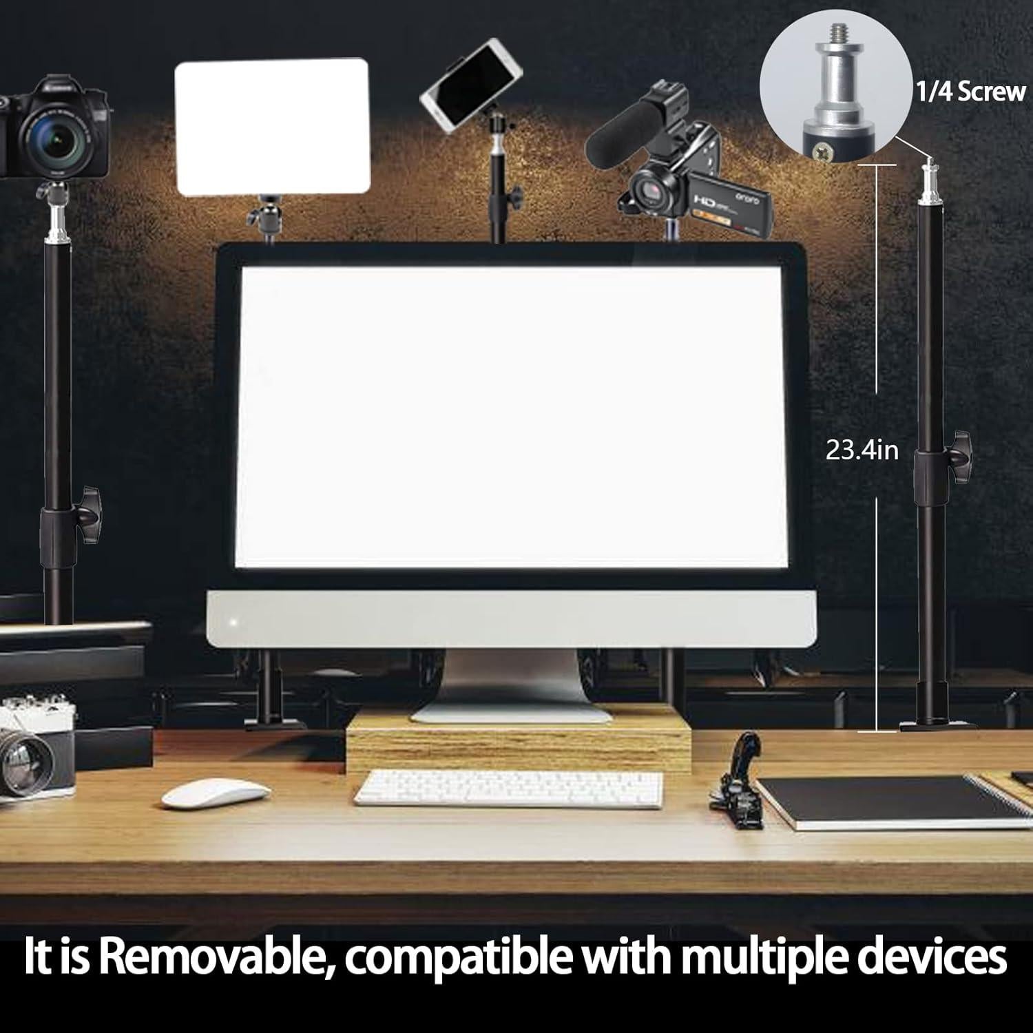 LED Desk Bi-Color Key Light with C-clamp, 2700K-5700K Dimmable with Wireless Remote for Studio Photography Lighting/Zoom Conference/Video Recording/YouTube Tiktok Live/Game Streaming