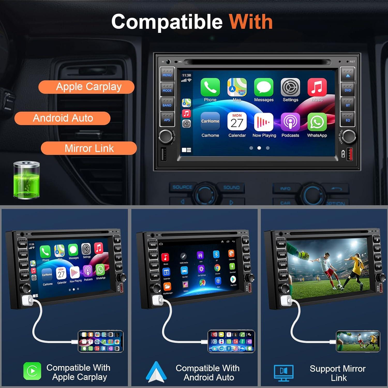 Estéreo de Coche Doble Din Inexaccessories 7" Bluetooth Carplay