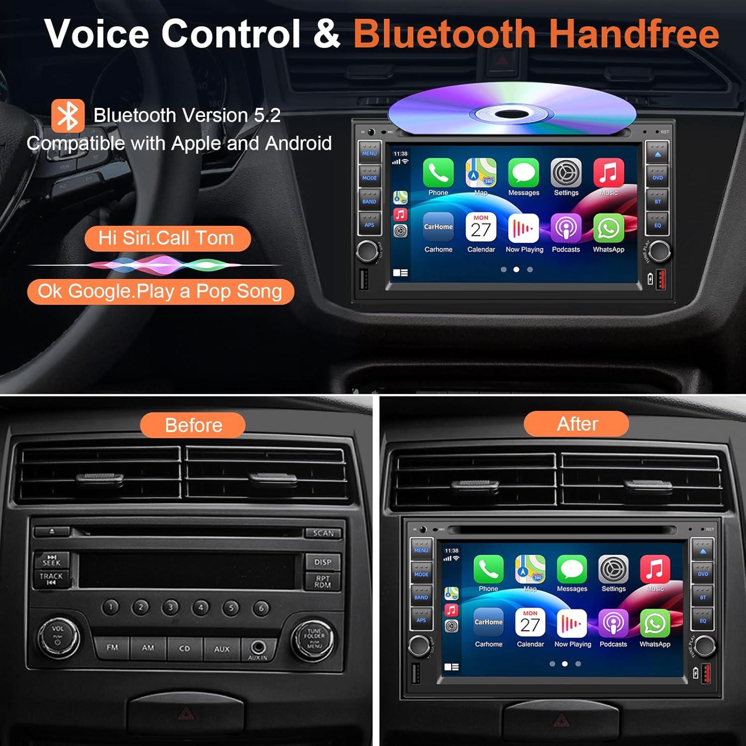 Estéreo de Coche Doble Din Inexaccessories 7" Bluetooth Carplay