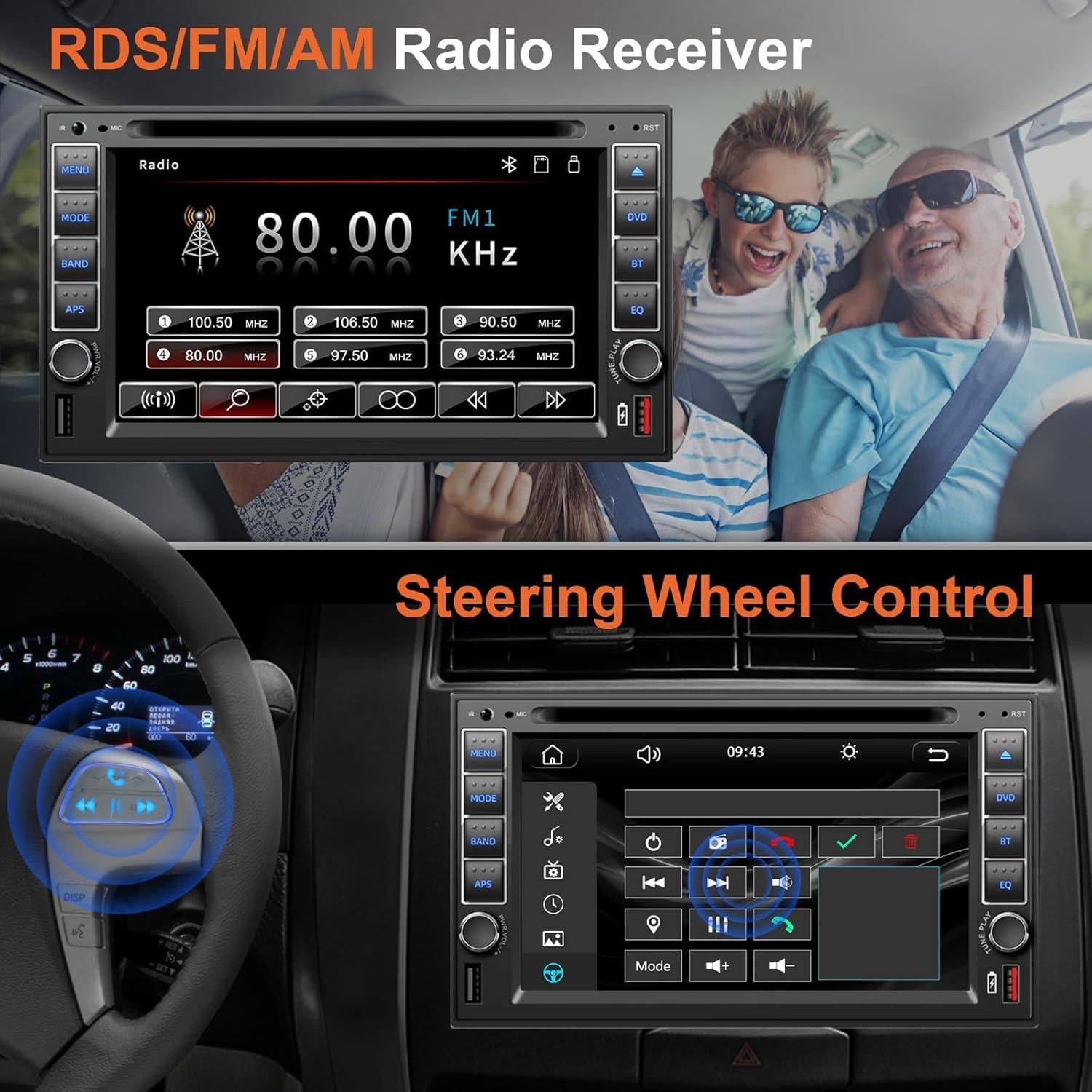 Estéreo de Coche Doble Din Inexaccessories 7" Bluetooth Carplay