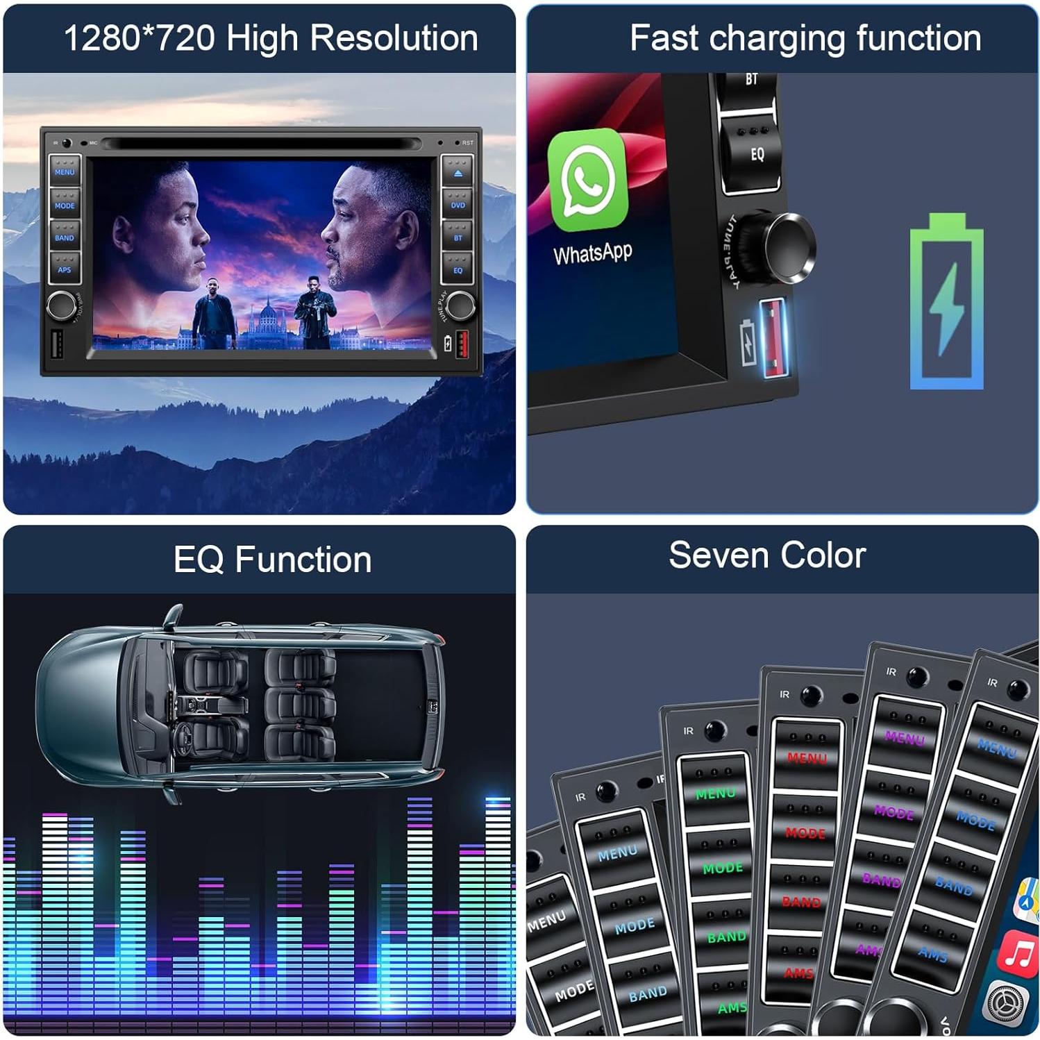 Estéreo de Coche Doble Din Inexaccessories 7" Bluetooth Carplay