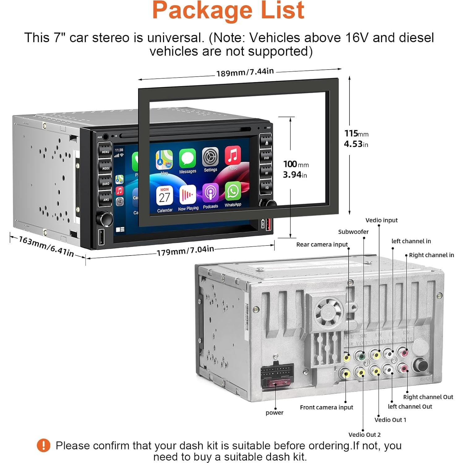 Estéreo de Coche Doble Din Inexaccessories 7" Bluetooth Carplay