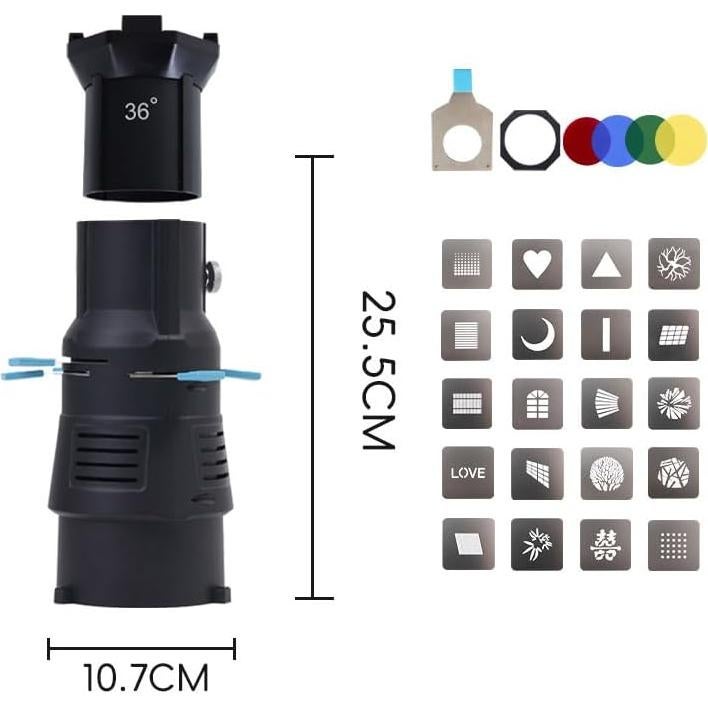 Kit Snoot Óptico BAFONGCINE con Lente 36° y 20 Gobos