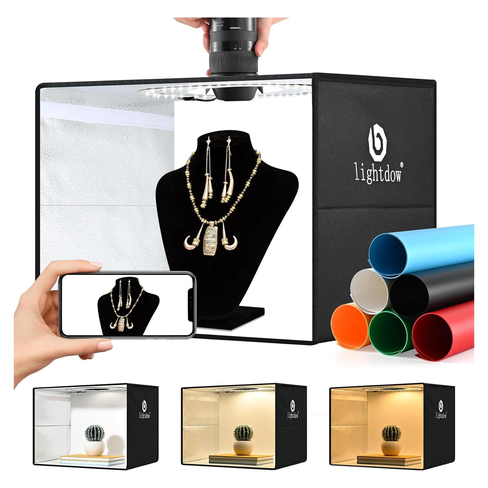 Caja de Luz de Estudio Fotográfico Lightdow 40x30cm LED 120 luces