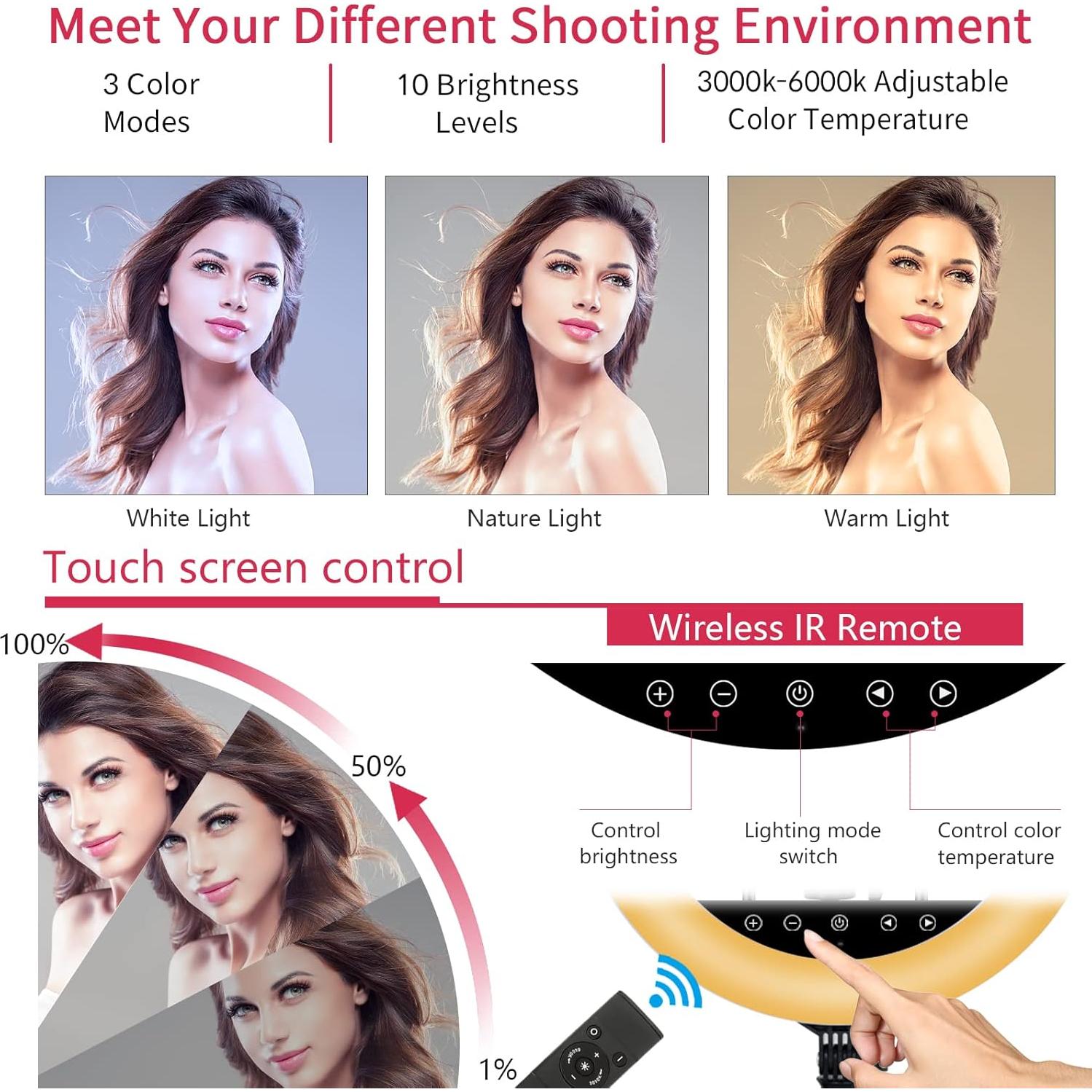 Anillo de Luz LED 53 cm EOTO LIGHT con Soporte y Control Remoto