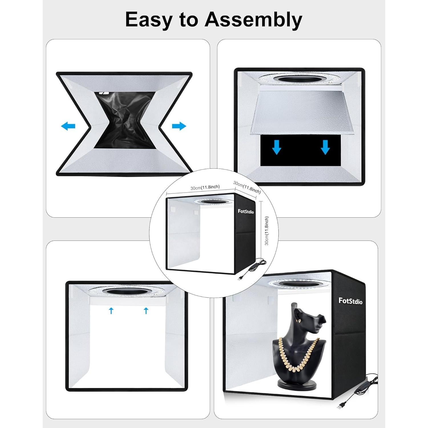 Kit de Estudio Fotográfico Portátil 30x30cm PULUZ con 120 LEDs