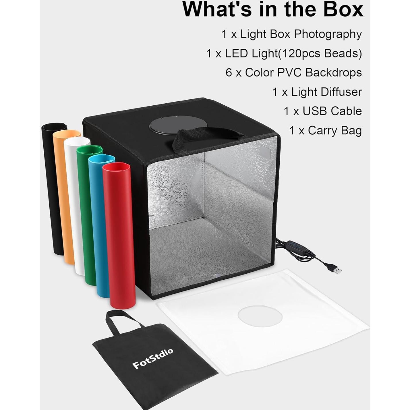 Kit de Estudio Fotográfico Portátil 30x30cm PULUZ con 120 LEDs