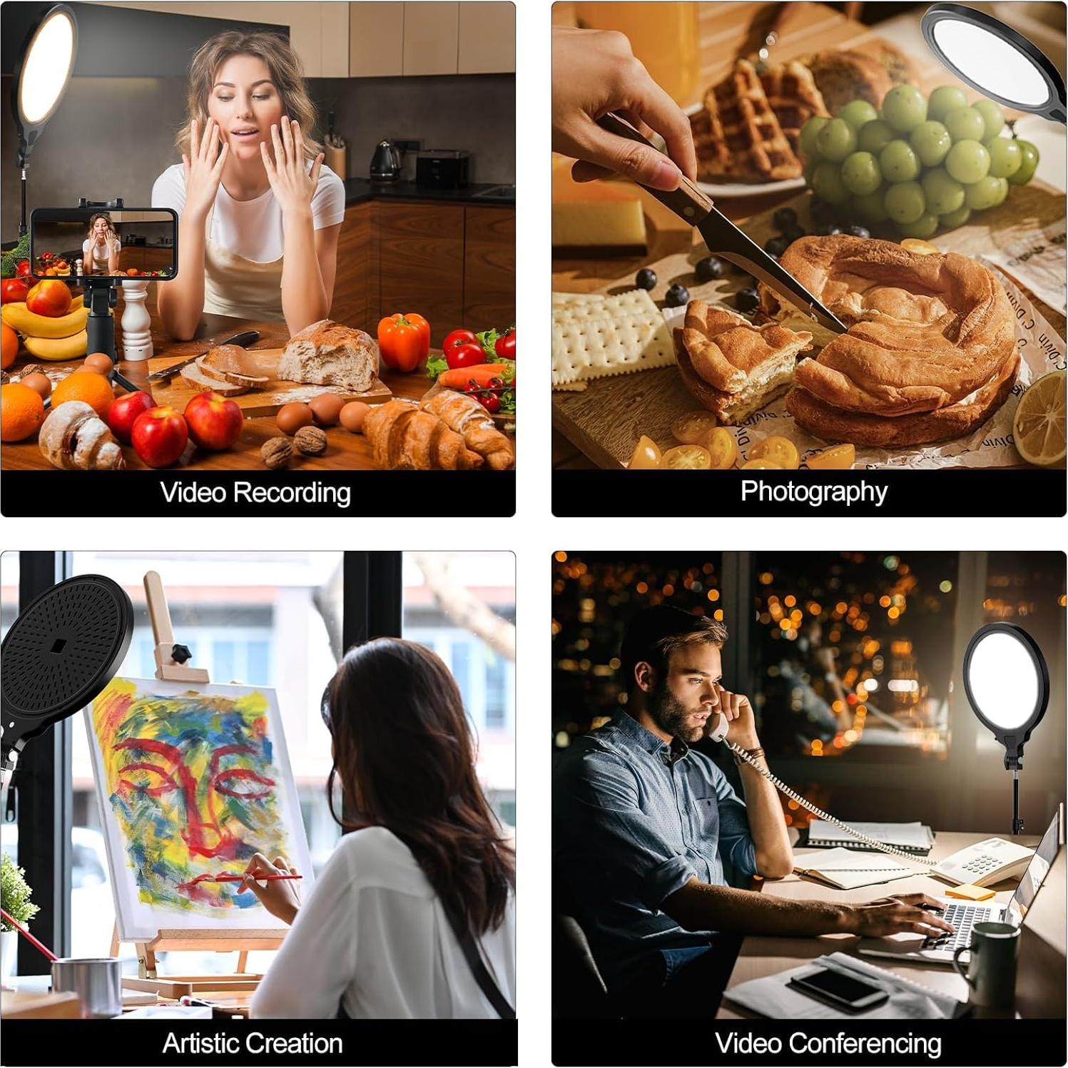 EMART Kit de 2 Luces de Anillo LED 25cm con Trípode 165cm