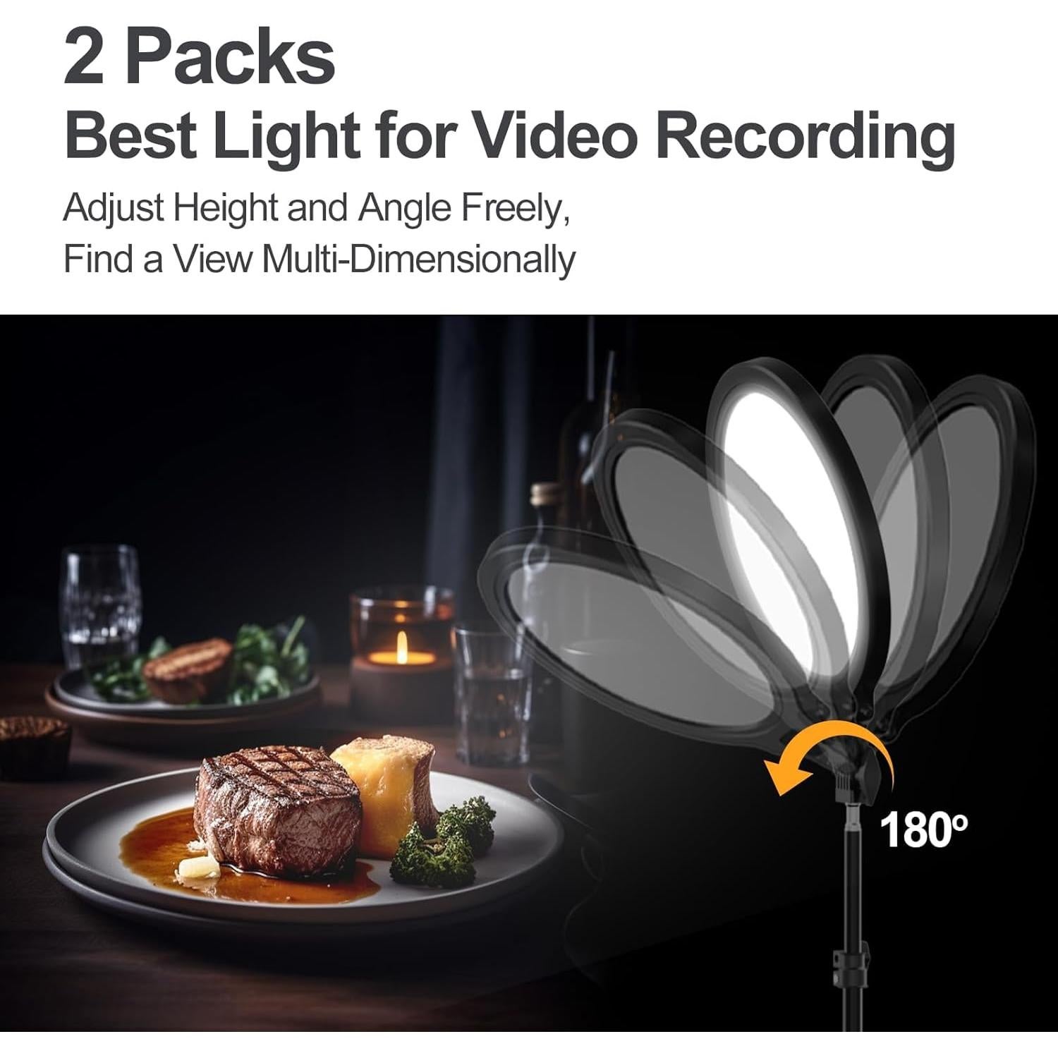 EMART Kit de 2 Luces de Anillo LED 25cm con Trípode 165cm