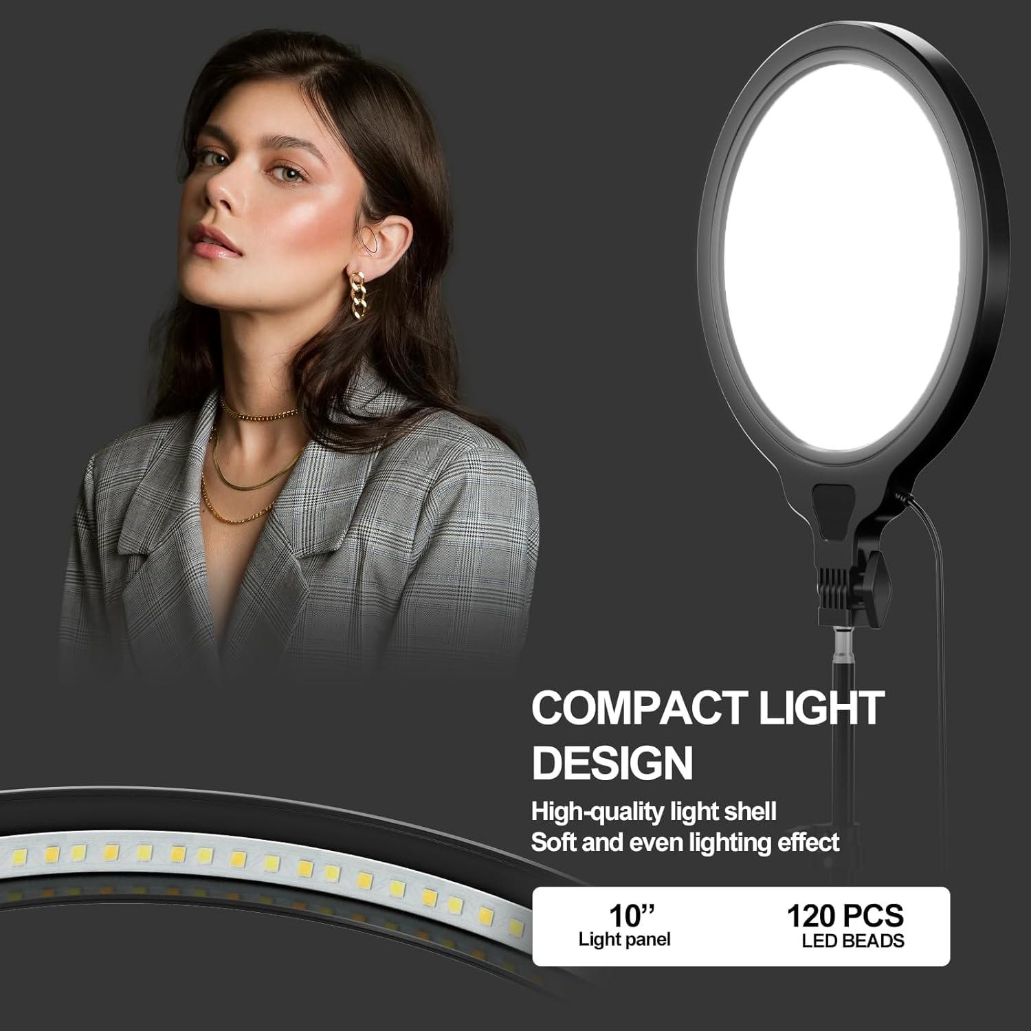 EMART Kit de 2 Luces de Anillo LED 25cm con Trípode 165cm