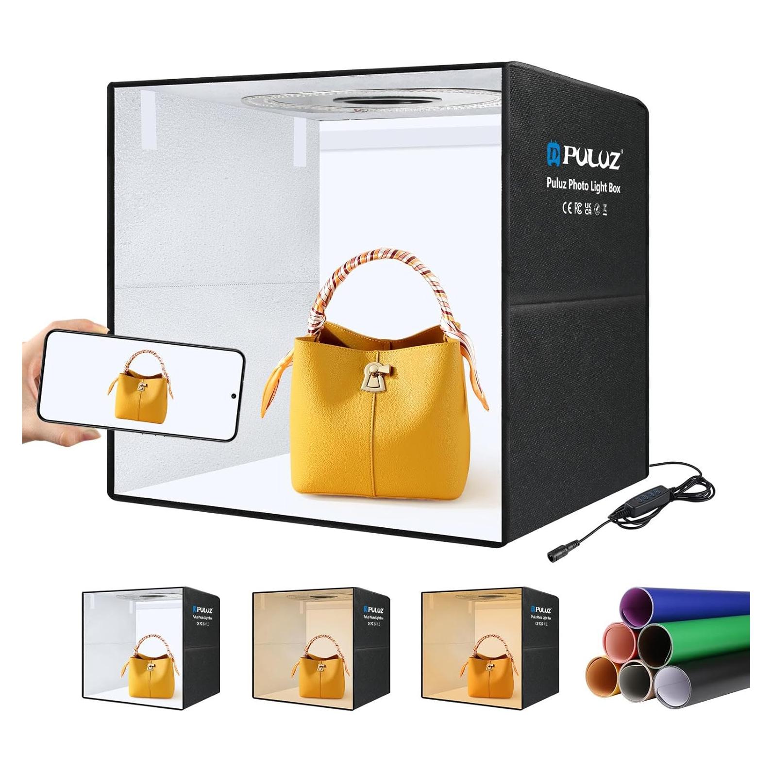 Caja de Luz Fotográfica PULUZ 50.8x50.8cm con 200 LED y 12 Fondos