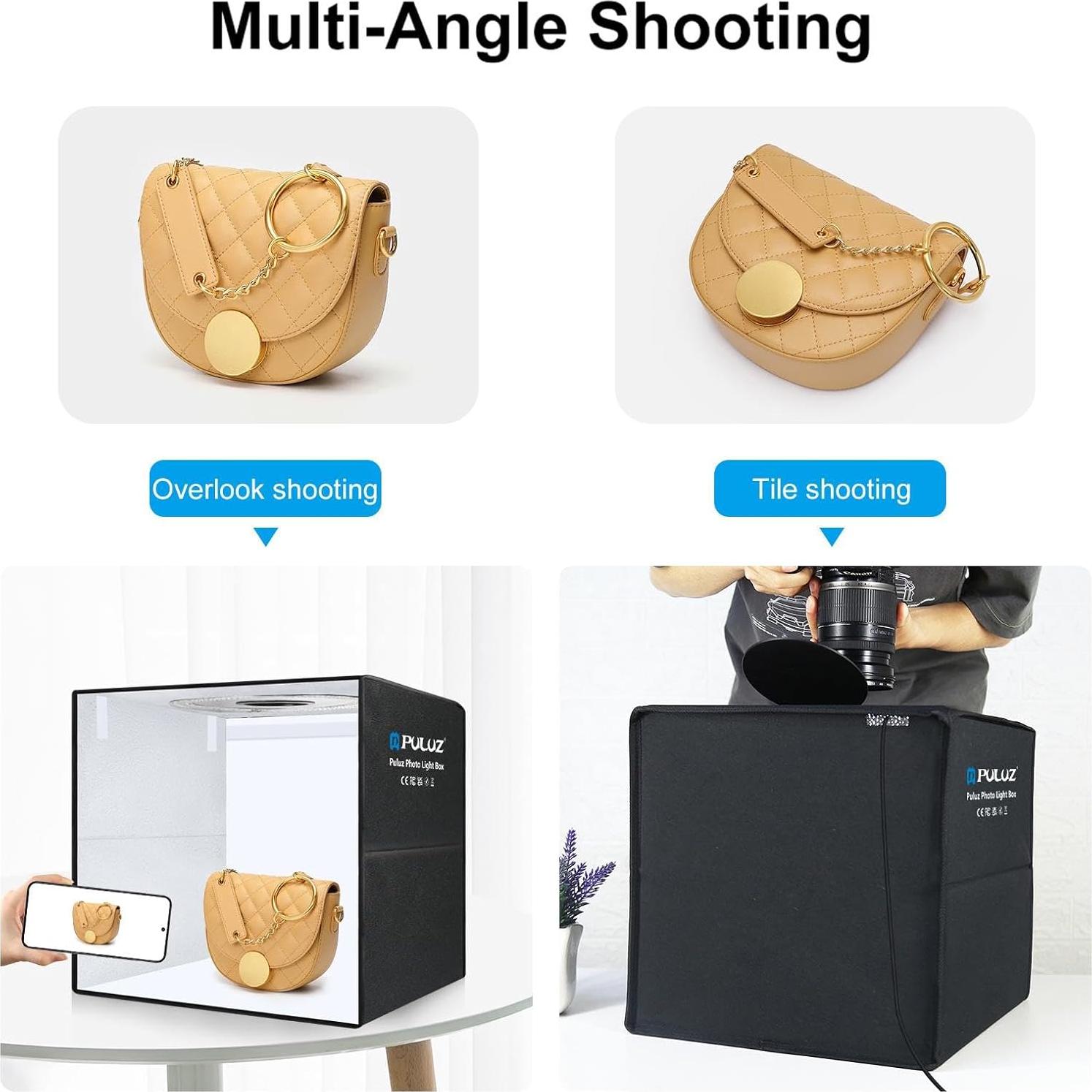 Caja de Luz Fotográfica PULUZ 50.8x50.8cm con 200 LED y 12 Fondos